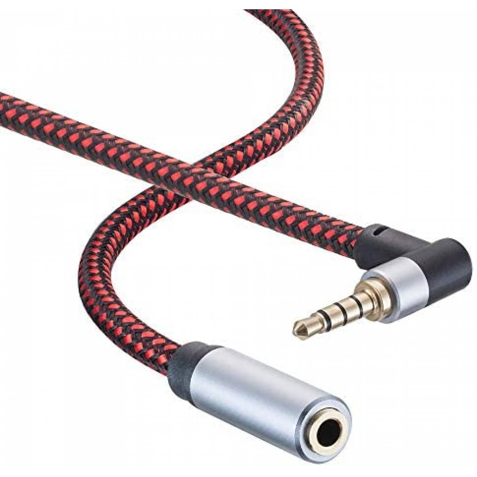 Cable Tiierzon 90 3.5mm De Extension Auxiliar 10 ft -Rojo