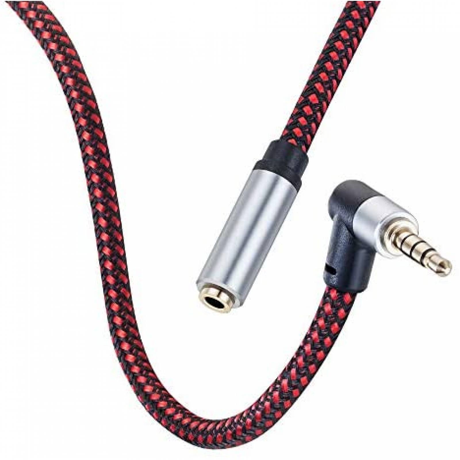 Cable Tiierzon 90 3.5mm De Extension Auxiliar 10 ft -Rojo