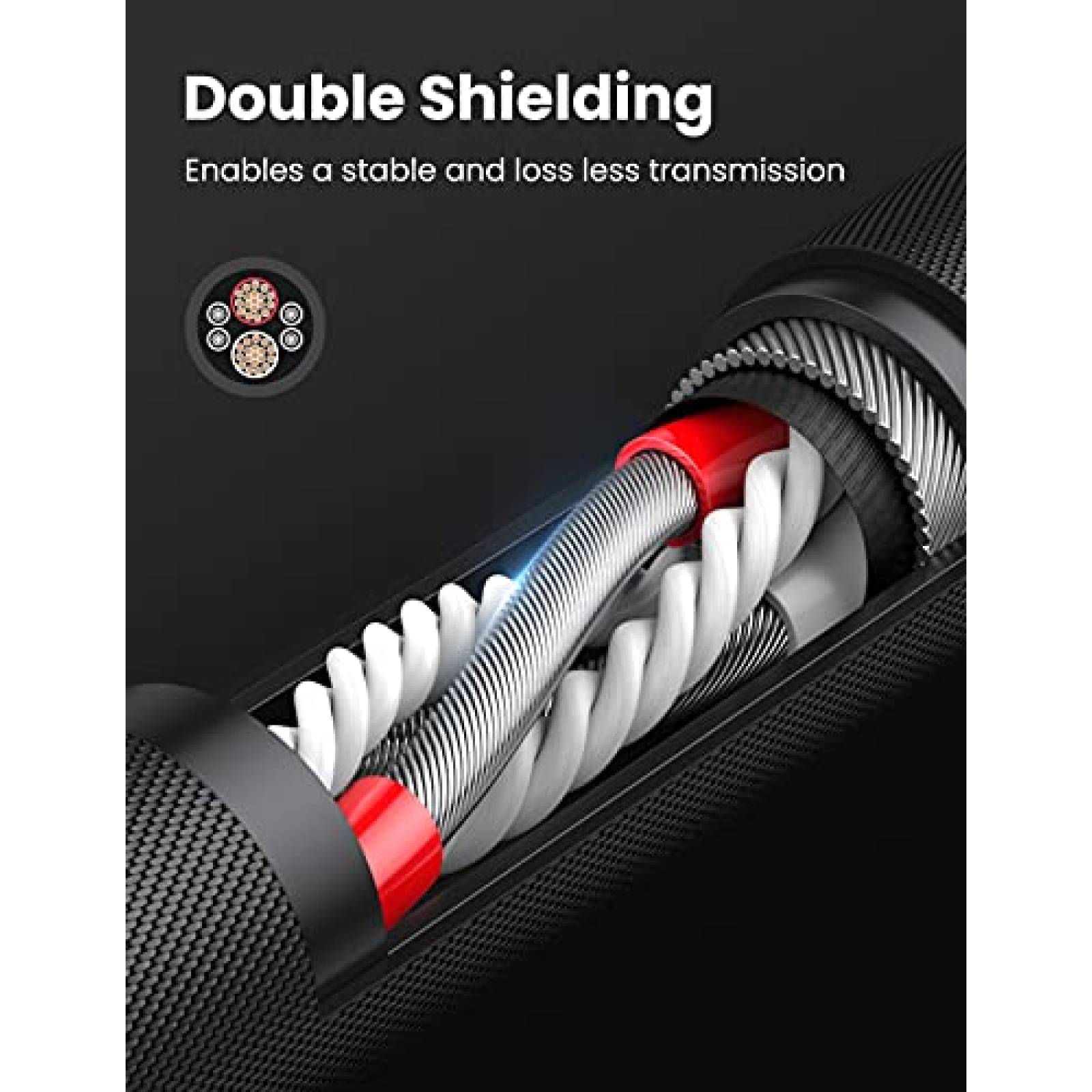 Cable de Audio UGREEN 3.5mm Hembra a 2 RCA Macho -Negro