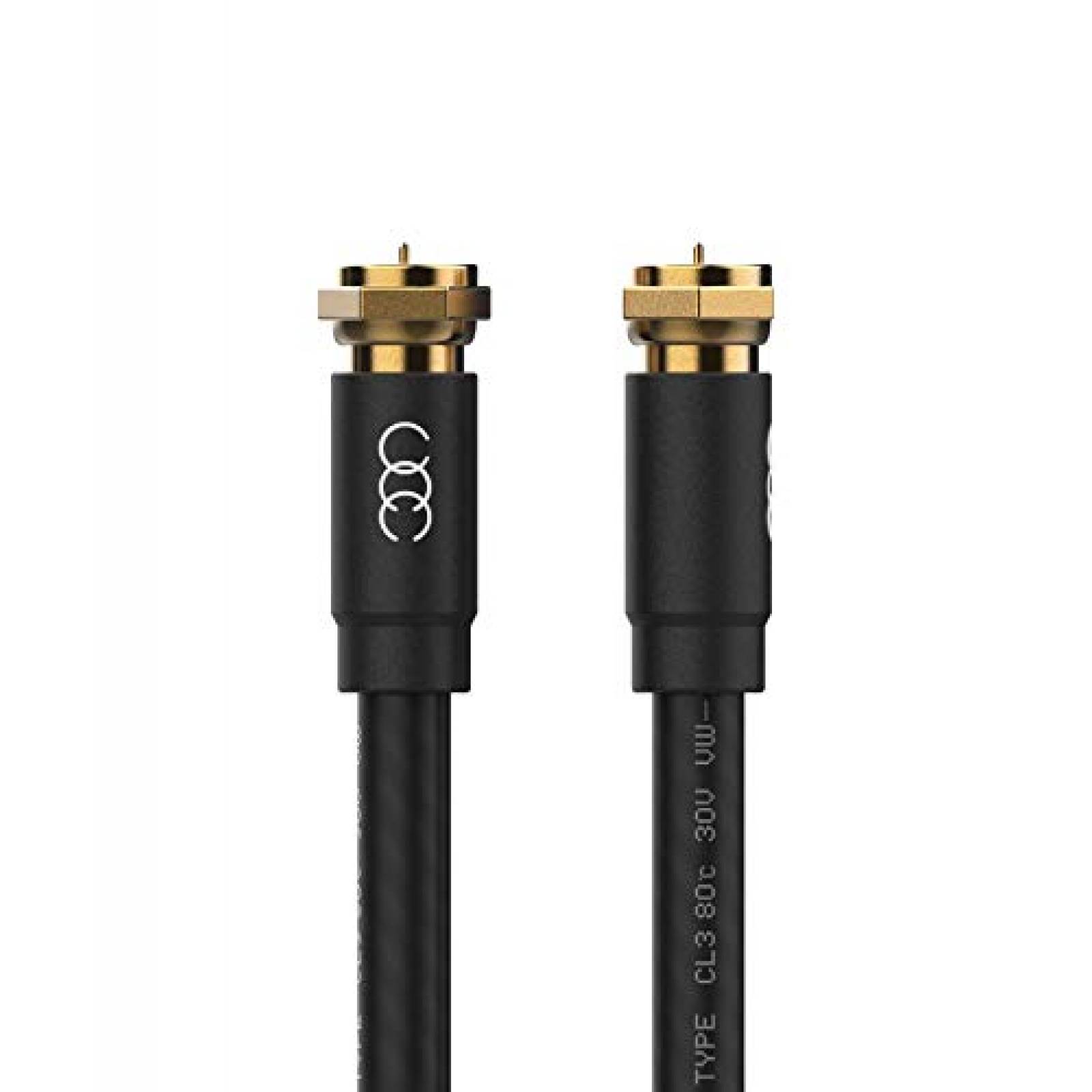 Cable Coaxial Ultra Clarity RG6 para TV de 12 Pies -Negro