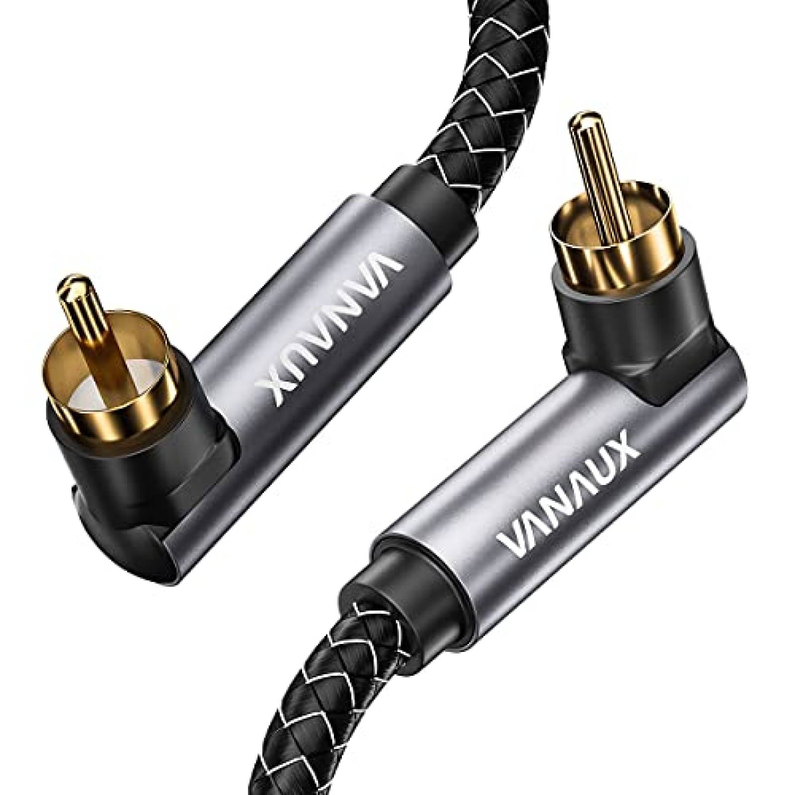 Cable de Audio VANAUX RCA 90 a RCA 90 de 1.5M -Negro