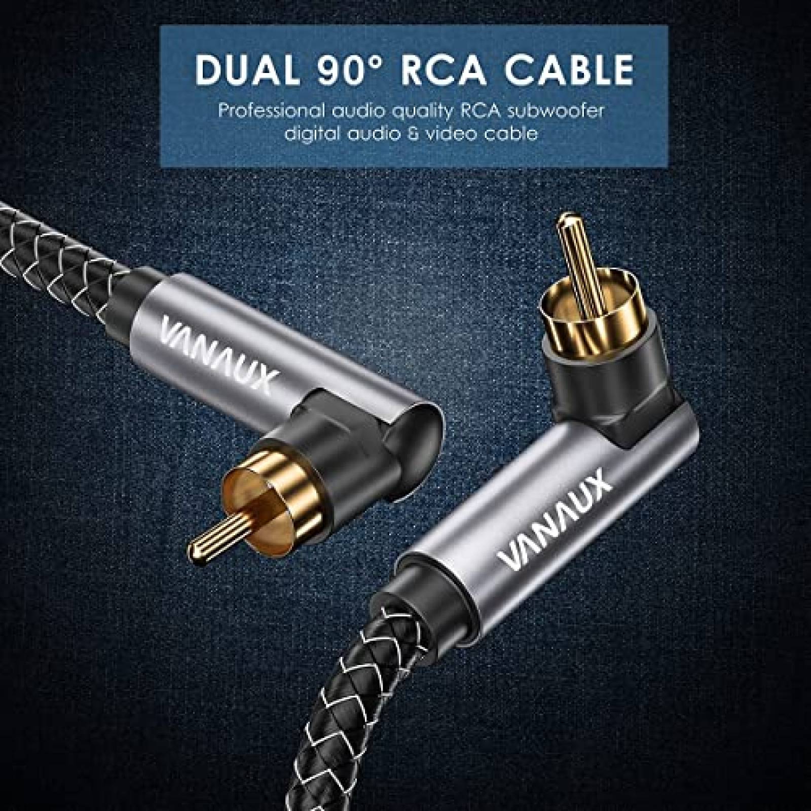 Cable de Audio VANAUX RCA 90 a RCA 90 de 1.5M -Negro
