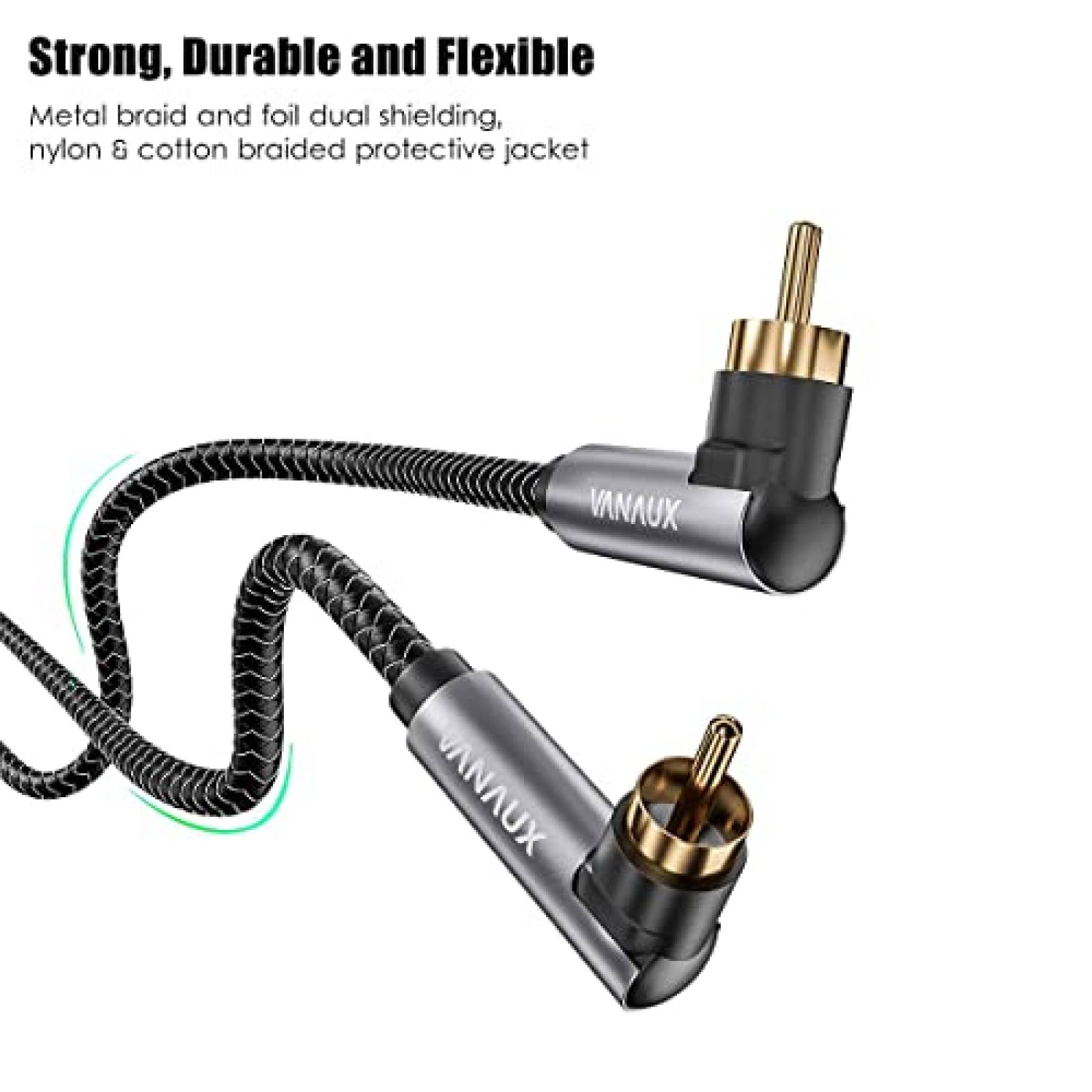 Cable de Audio VANAUX RCA 90 a RCA 90 de 1.5M -Negro