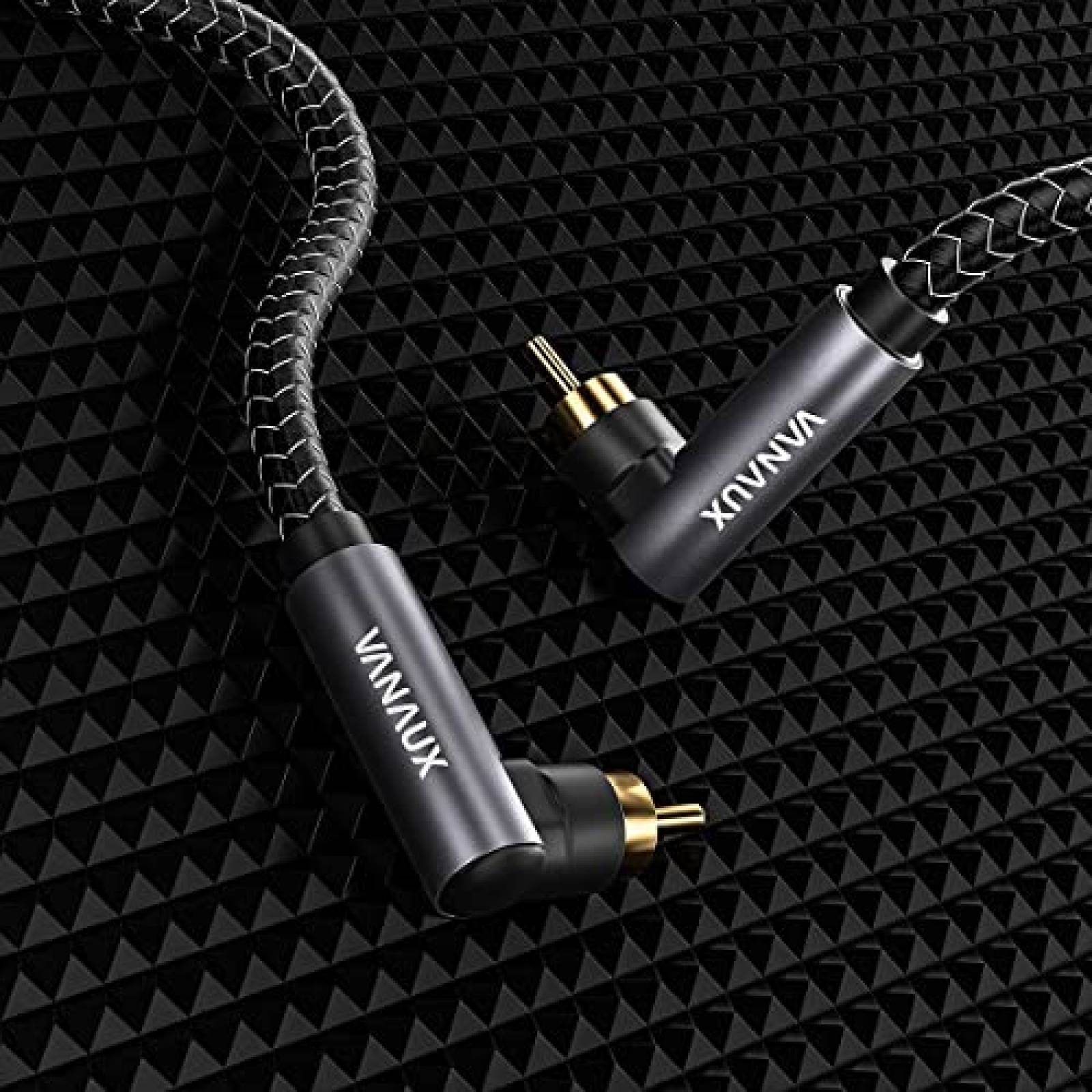 Cable de Audio VANAUX RCA 90 a RCA 90 de 1.5M -Negro