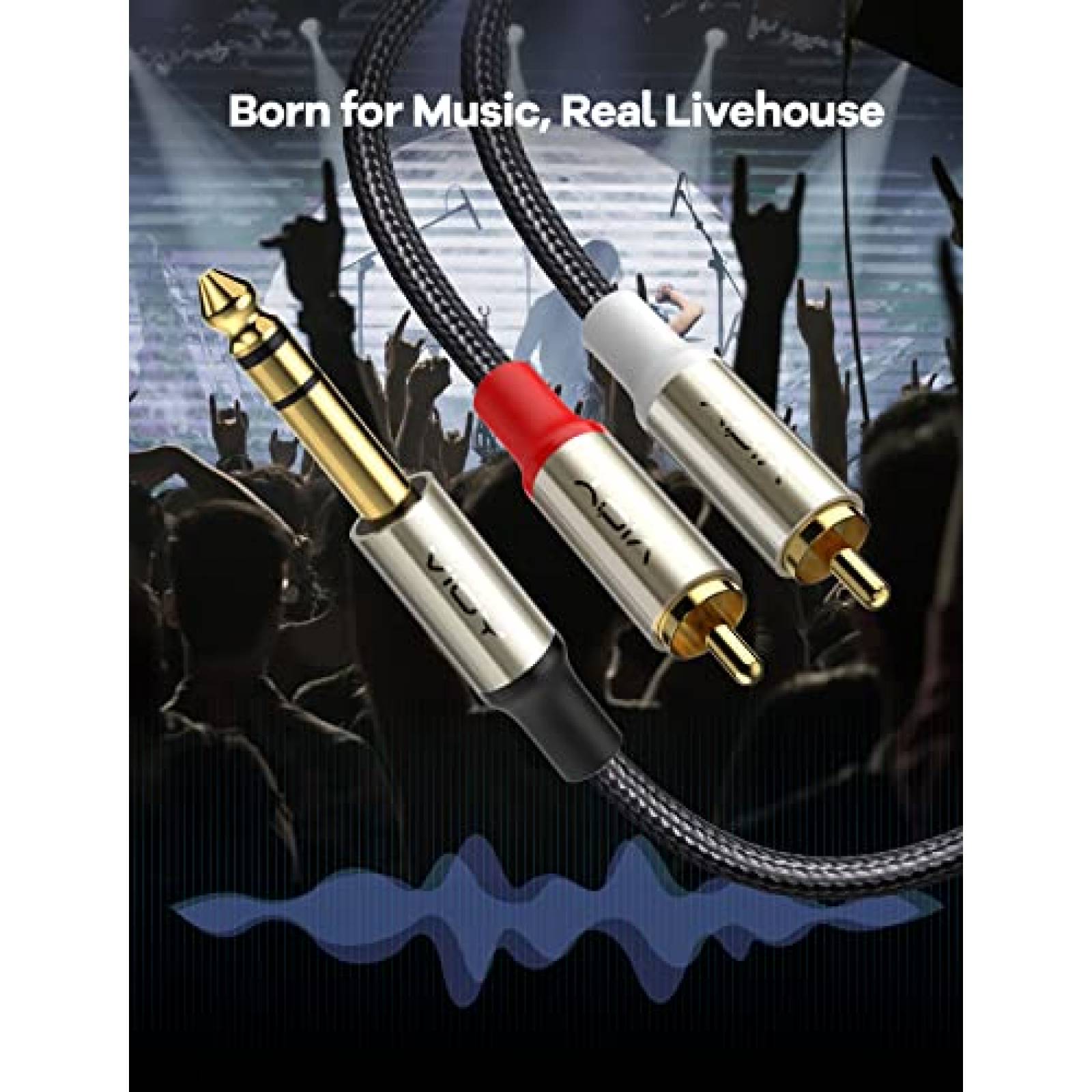 Cable VIOY De Audio Conector TRS Macho a RCA Doble -Negro
