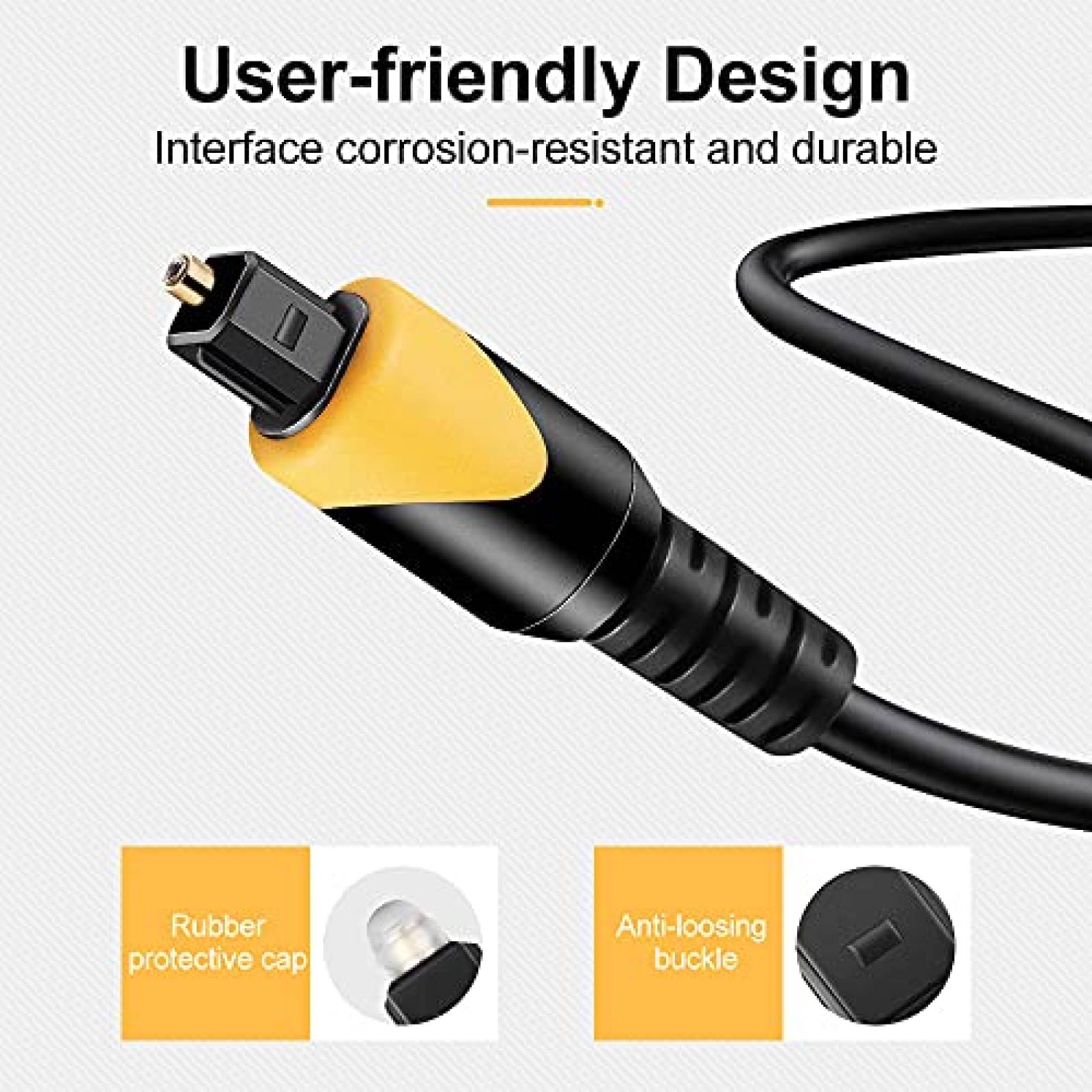Cable de Audio ZEXMTE 6ft HiFi de Fibra optica -Amarillo