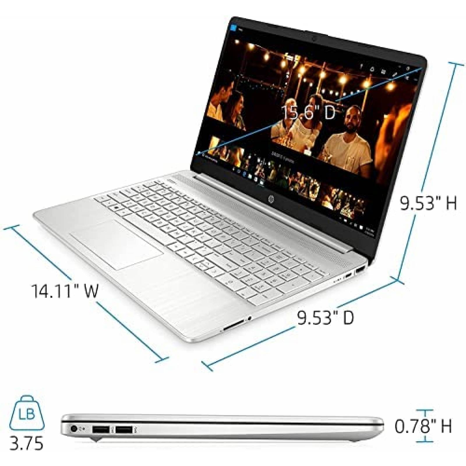 Laptop HP 15.6'' AMD Athlon Silver 3050U 16 GB RAM 512 GB