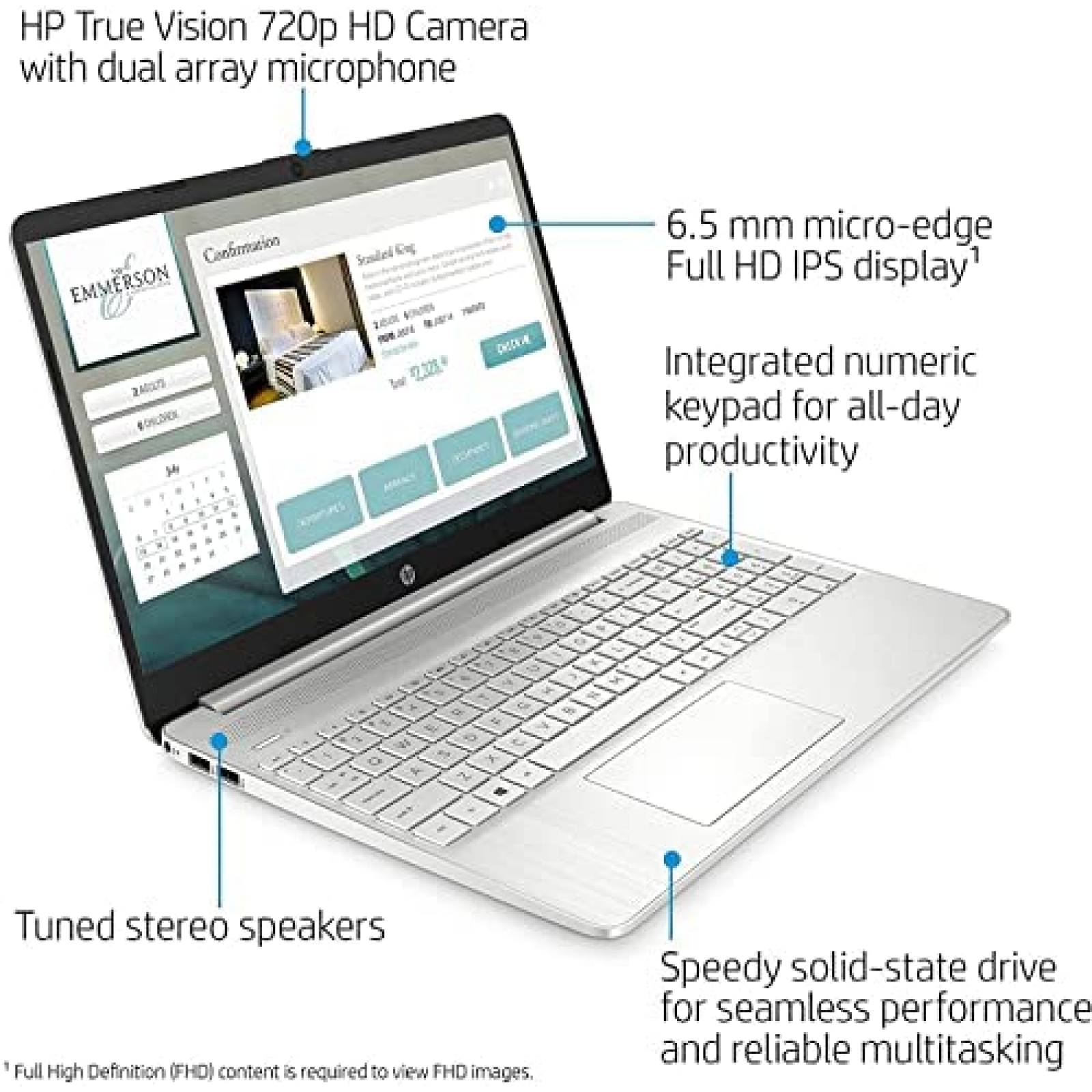 Laptop HP 15.6'' AMD Athlon Silver 3050U 16 GB RAM 512 GB