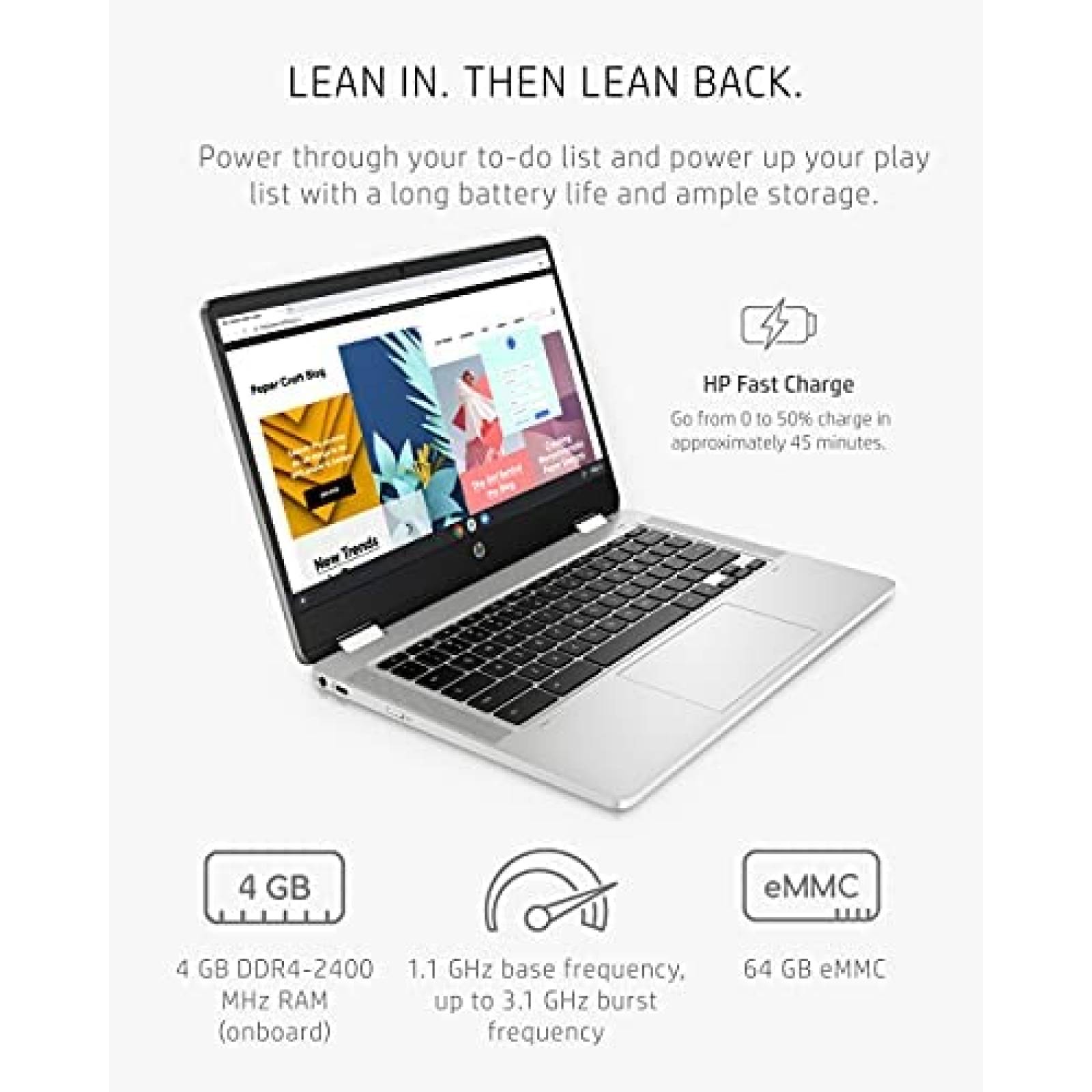 Laptop HP Chromebook x360 14 iN5030 4 GB RAM 64 GB eMMC