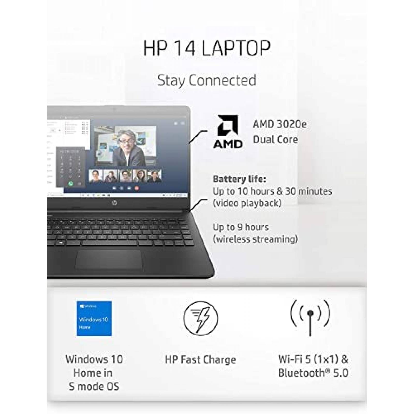 Laptop HP Ultra Ligera 14" AMD 3020e 8GB 128GB SSD+64GB EMMC