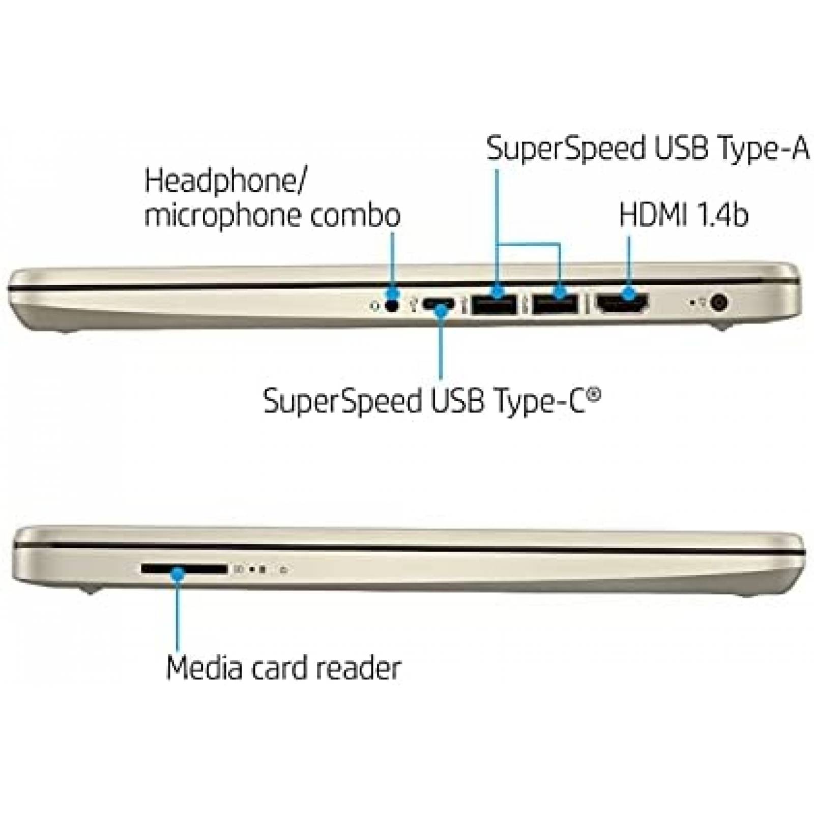 Laptop HP 14" Intel Dual-Core 8GB 64GB Windows 10 - Dorado