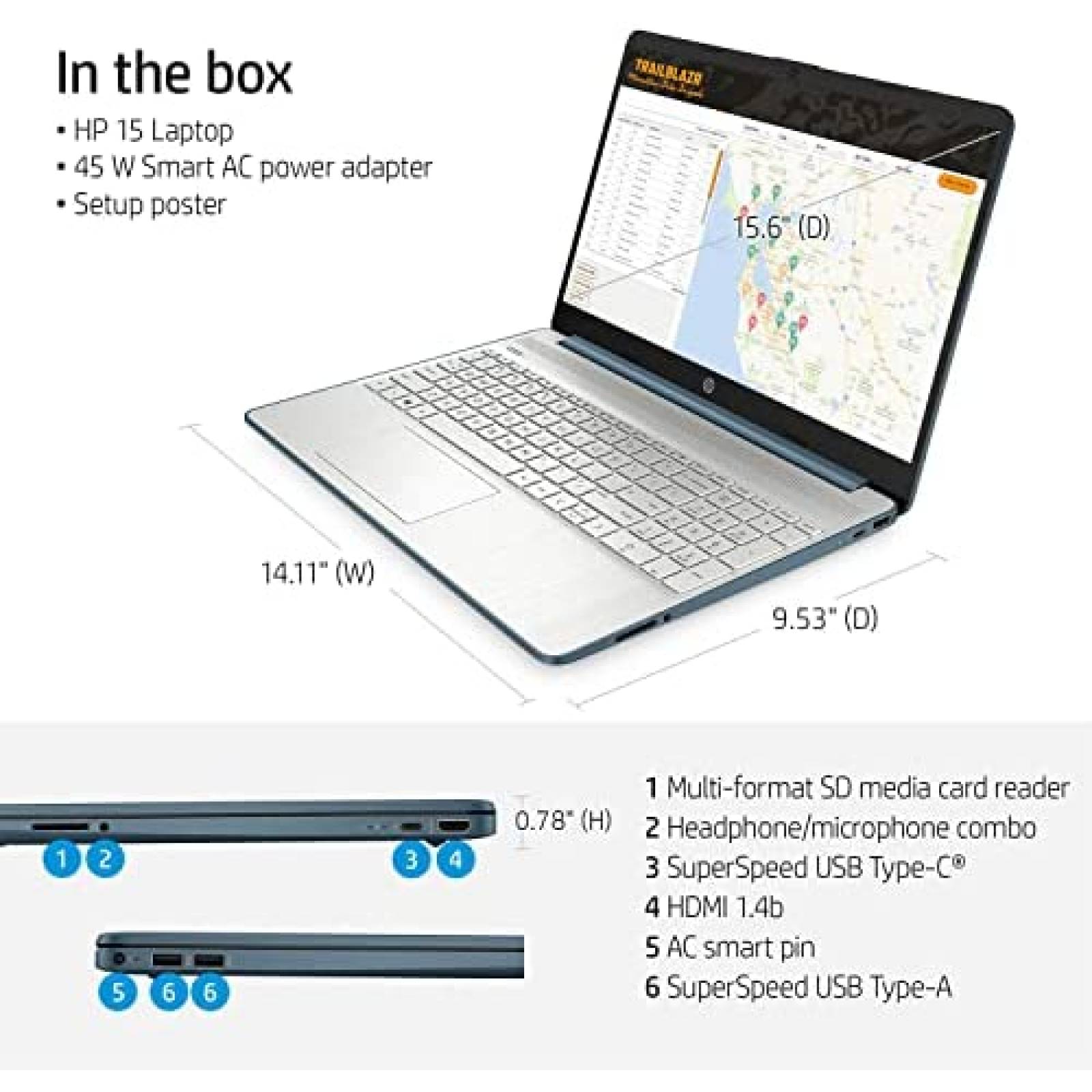 Laptop HP 15.6" AMD Ryzen 5 16GB RAM 512GB PCIe NVMe M.2 SSD