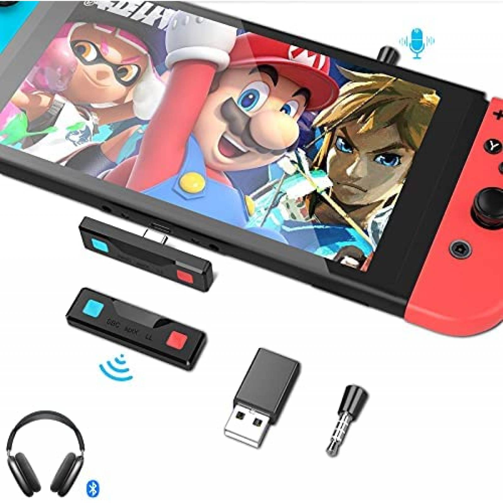 Transmisor bluetooth nintendo Switch 6amLifestyle -Negro