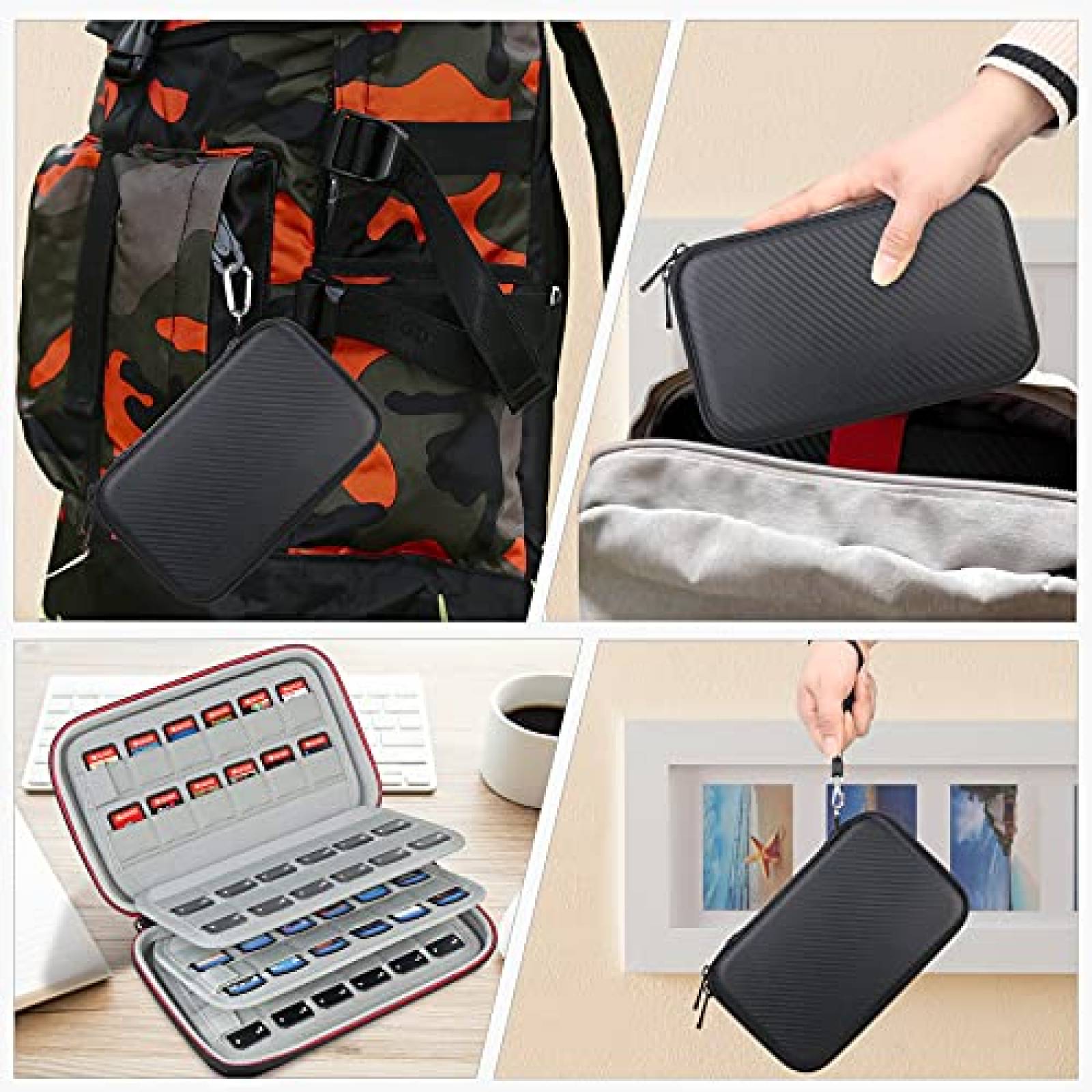 Estuche BOVKE 96 Ranuras Para Tarjetas de Juego -Negro