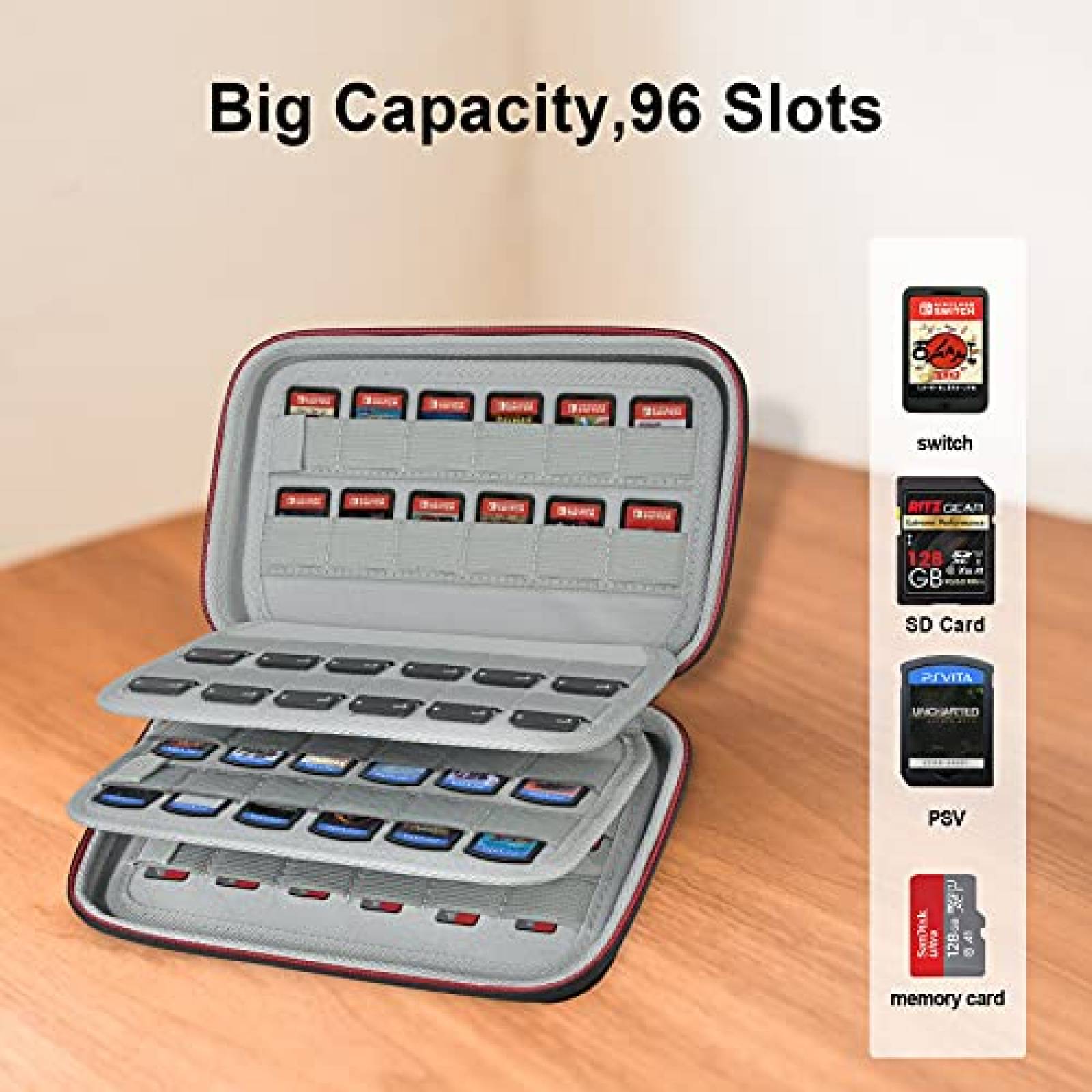 Estuche BOVKE 96 Ranuras Para Tarjetas de Juego -Negro