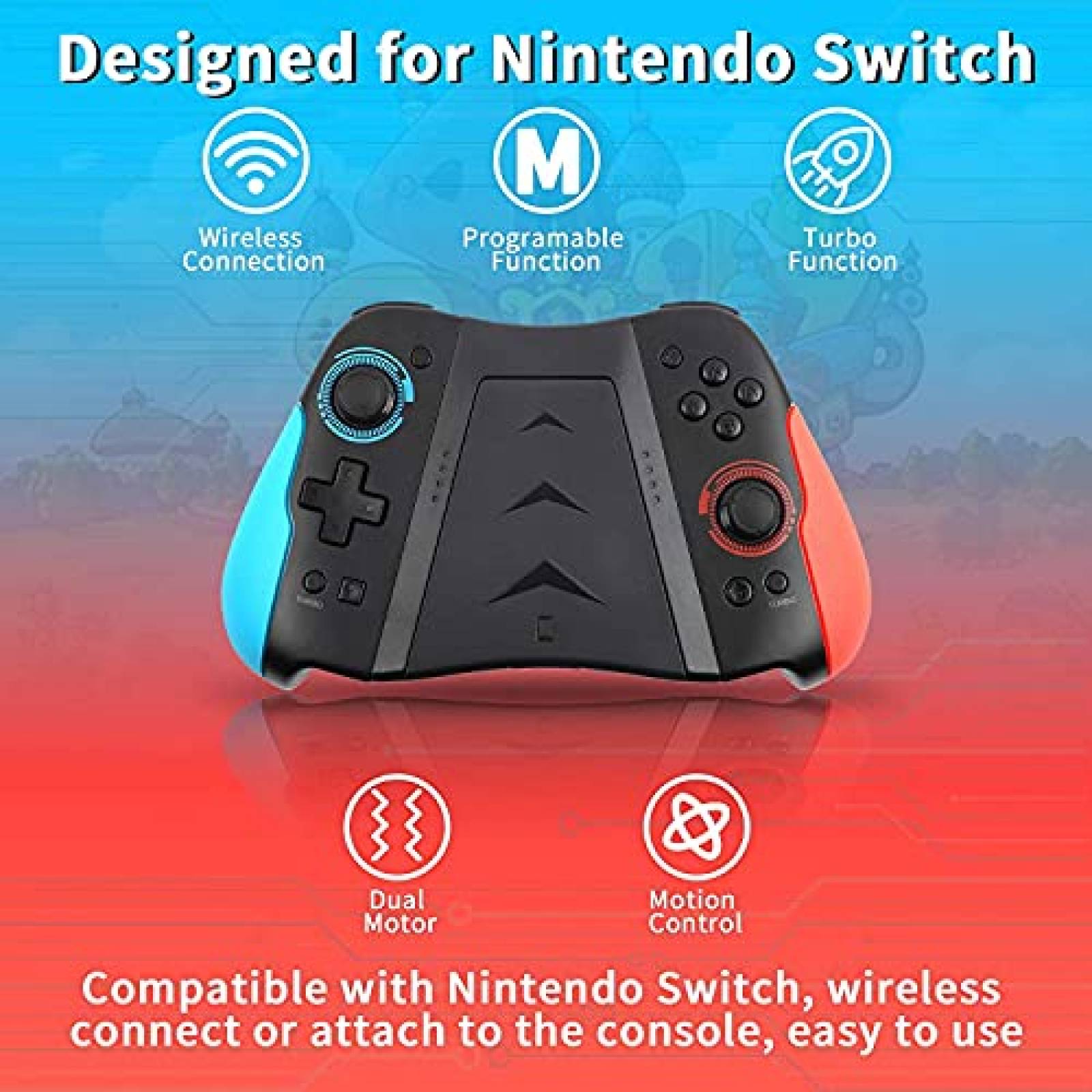 Control Inalambrico GEEKLIN para Nintendo Switch -Negro