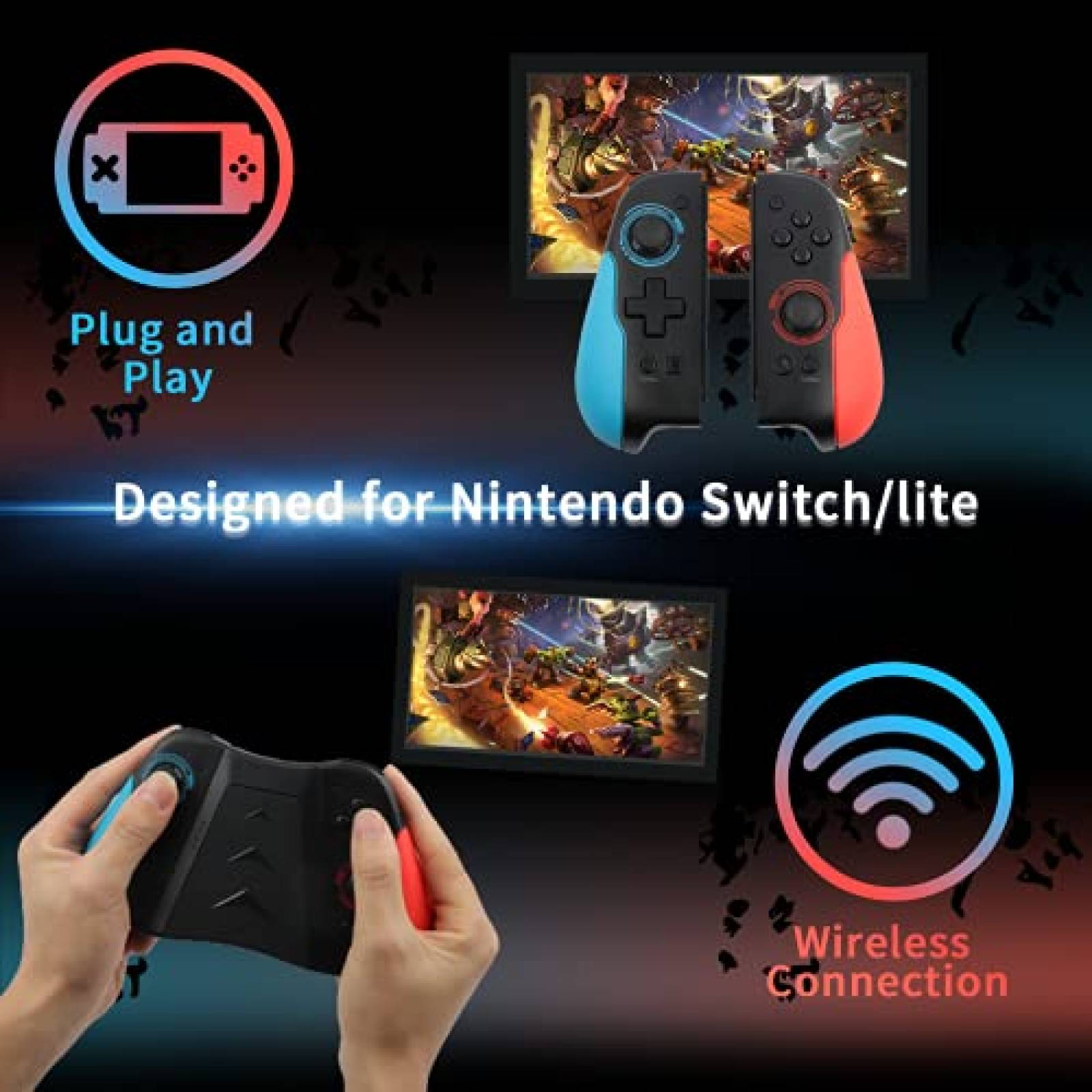 Control Inalambrico GEEKLIN para Nintendo Switch -Negro