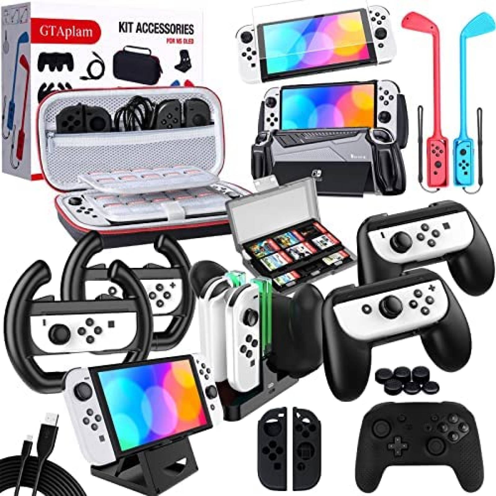 Kit de accesorios GTAplam para Nintendo Switch OLED -Negro