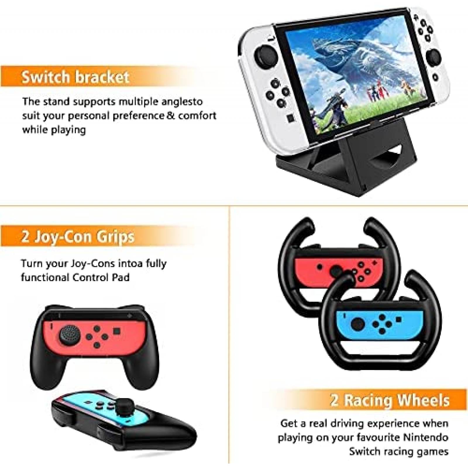 Kit de accesorios GTAplam para Nintendo Switch OLED -Negro