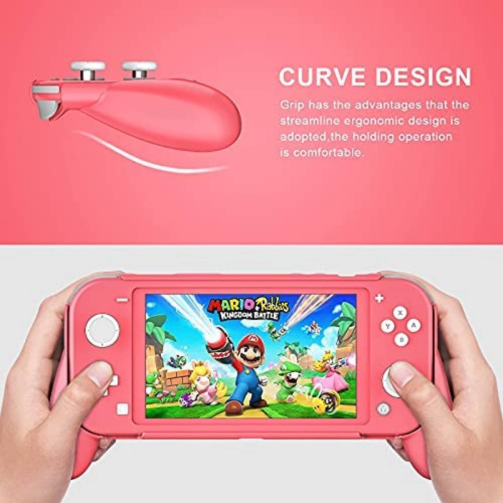 Soporte de Agarre HEATFUN para Nintendo Switch Lite -Rosa