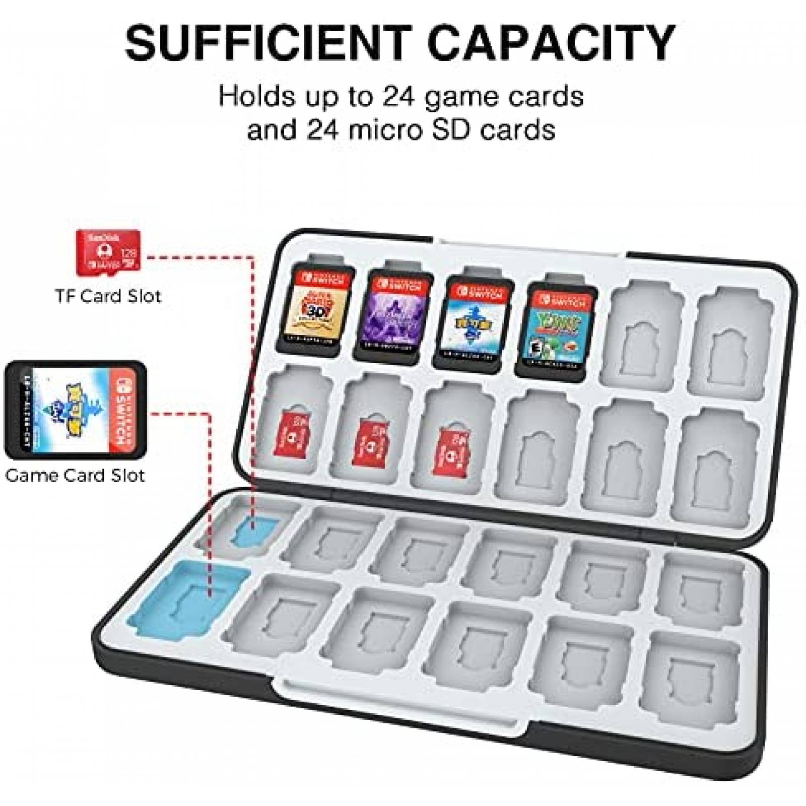 Estuche Videojuegos HEIYING HY06-24 Nintendo Switch -Negro