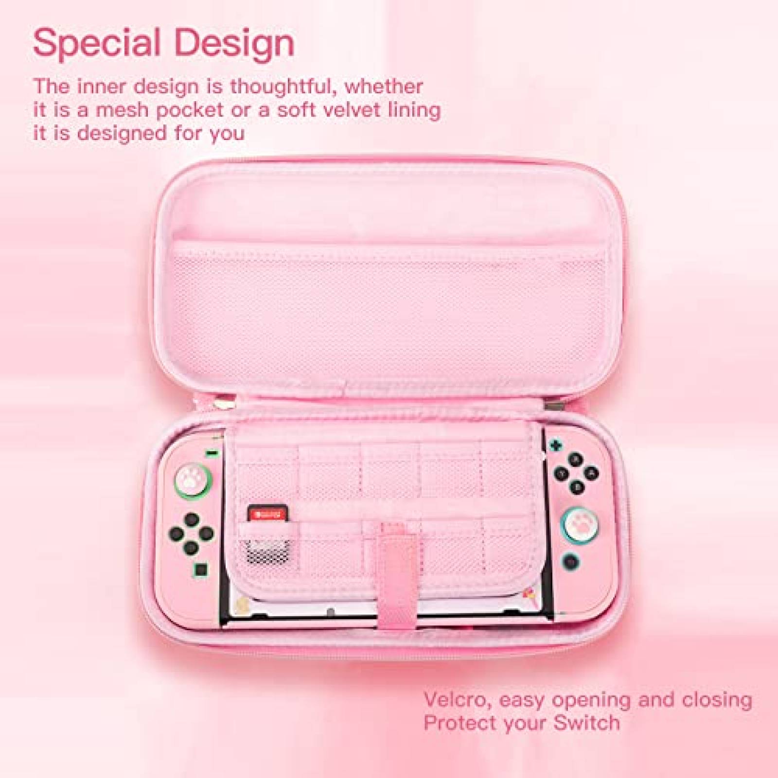Estuche HLRAO Sakura Para Nintendo Switch + Accesorios -Rosa