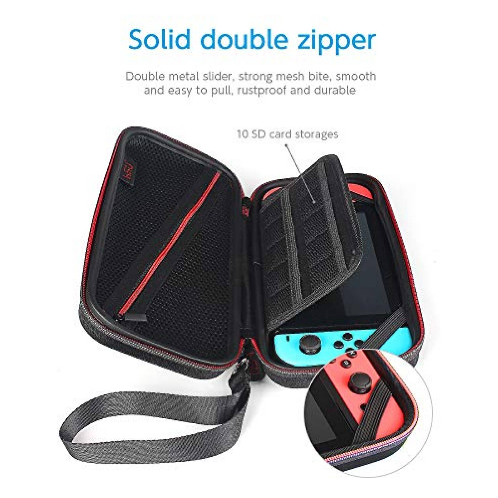 Funda para nintendo switch HSU para viaje de nylon -Negro