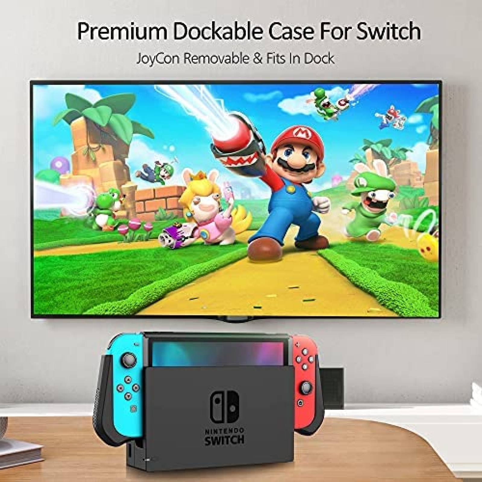 Switch OLED - Funda protectora acoplable para Nintendo Switch OLED, funda  para Switch OLED con soporte de escritorio, funda de agarre Joy-Cons