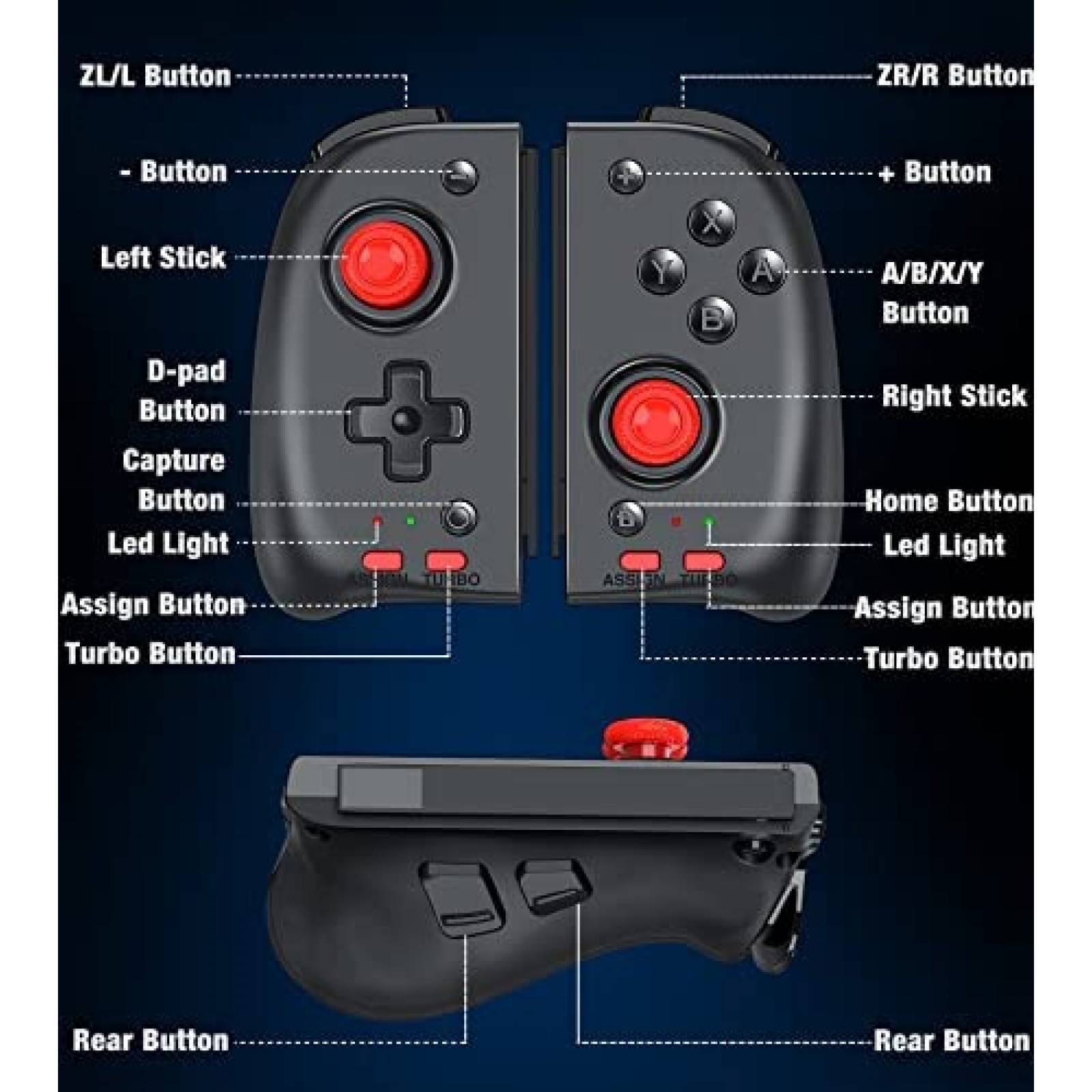 Control Gamer NinJoyGo Joycon para Nintendo Switch -Negro