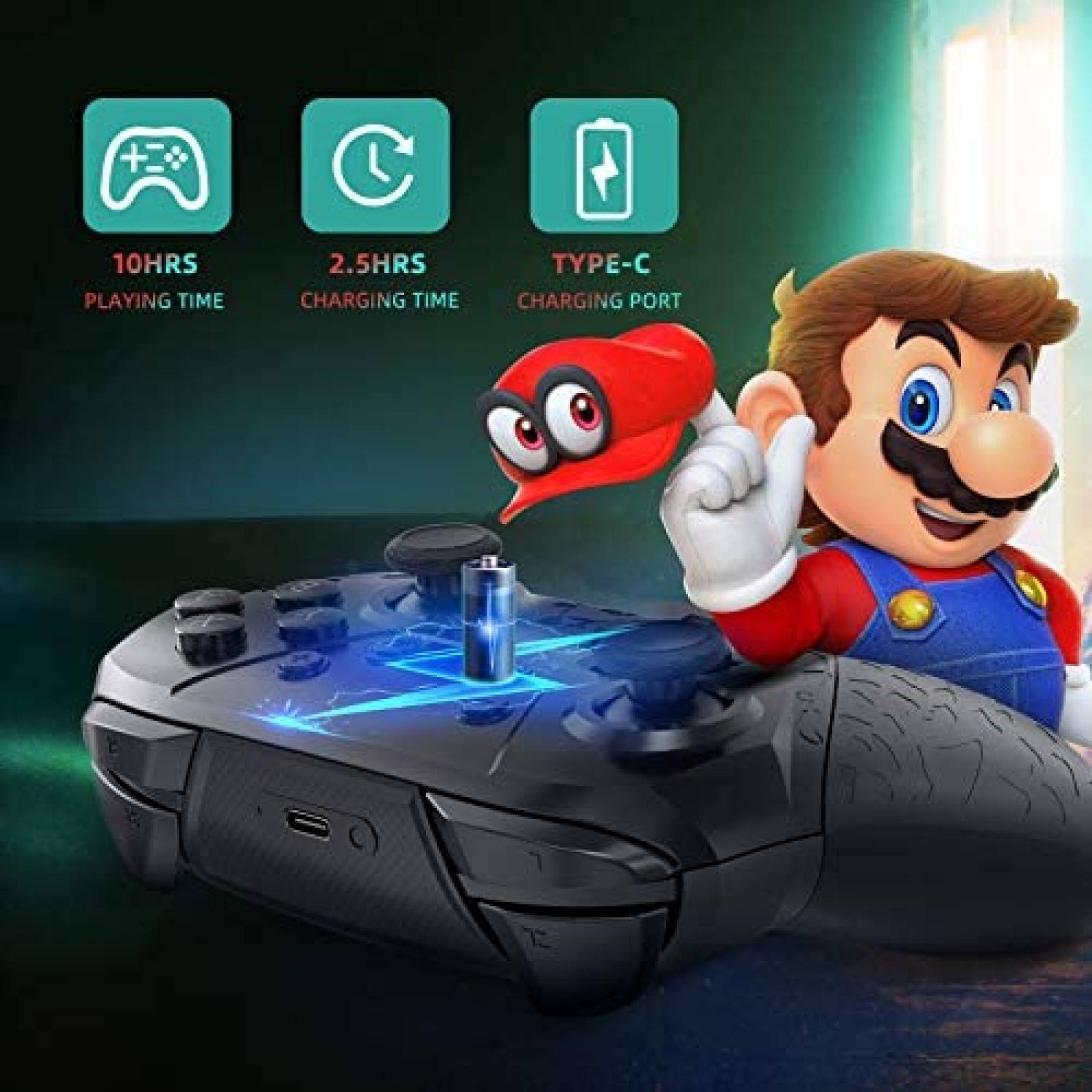 Control OCDAY Compatible Con Nintendo Switch -Negro