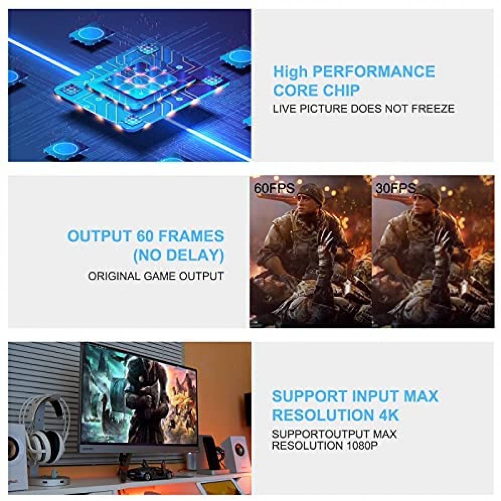 Capturador tarjeta de video/audio TKHIN 1080p 60fps -Negro