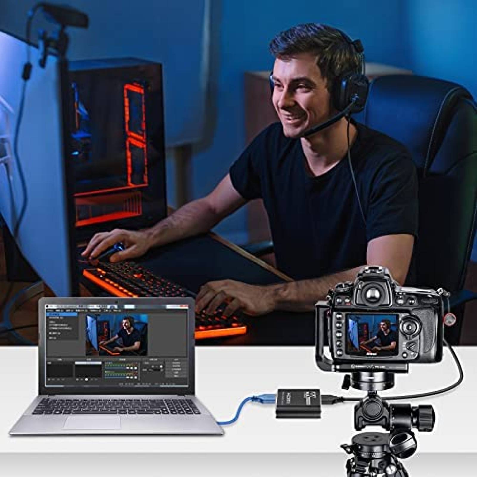 Capturador tarjeta de video/audio TKHIN 1080p 60fps -Negro