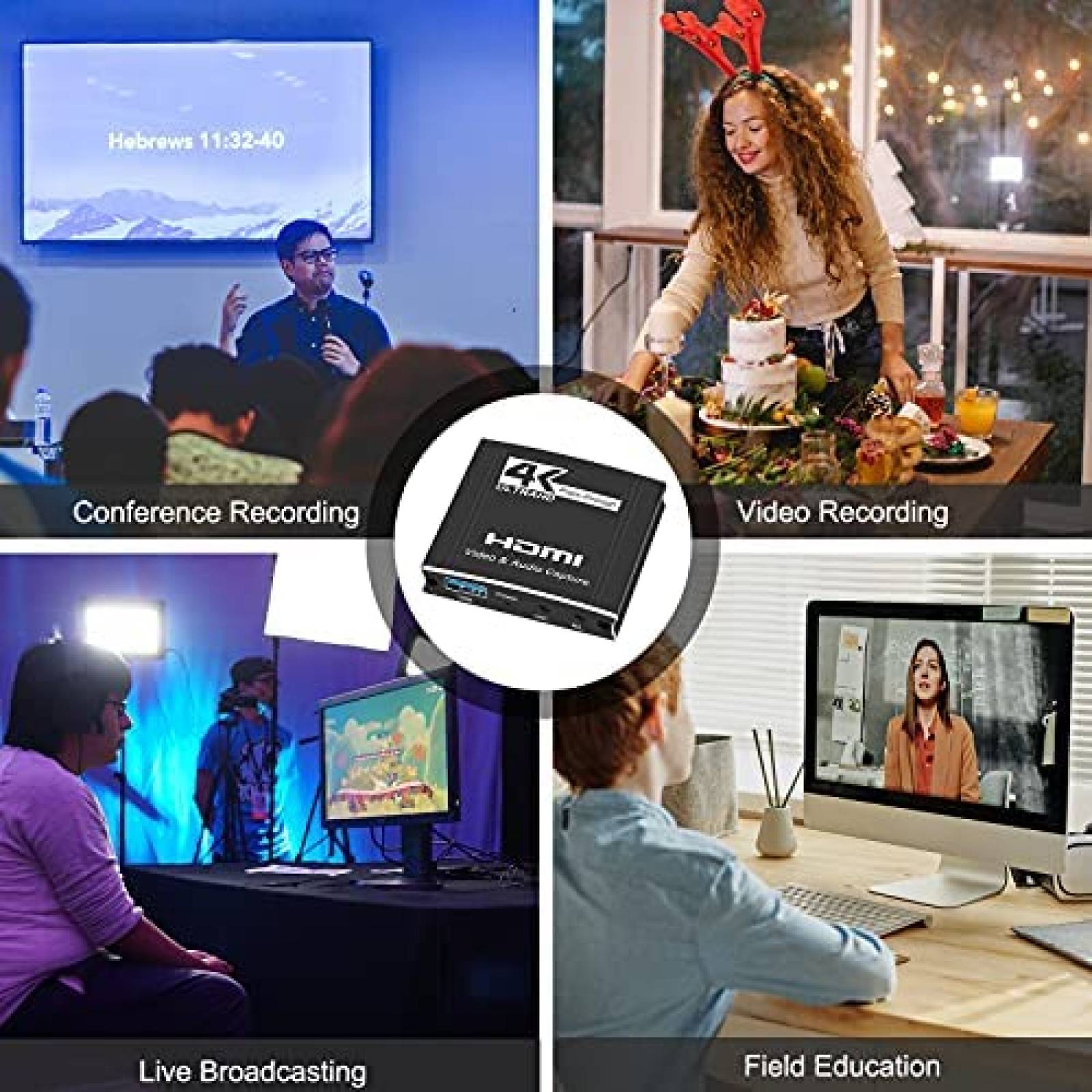 Capturador tarjeta de video/audio TKHIN 1080p 60fps -Negro