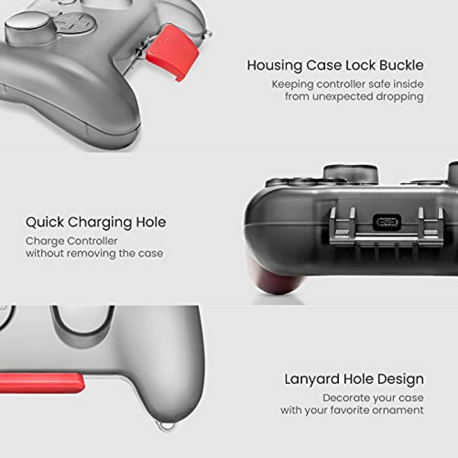 Carcasa de Control tomtoc Nintendo Switch Pro -Transparente