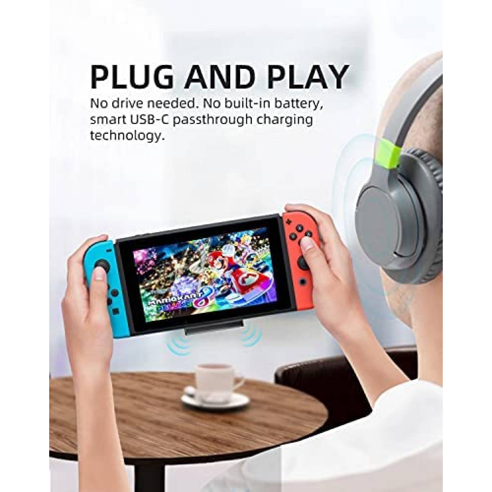 Adaptador Bluetooth ZIOCOM para Nintendo Switch -Negro