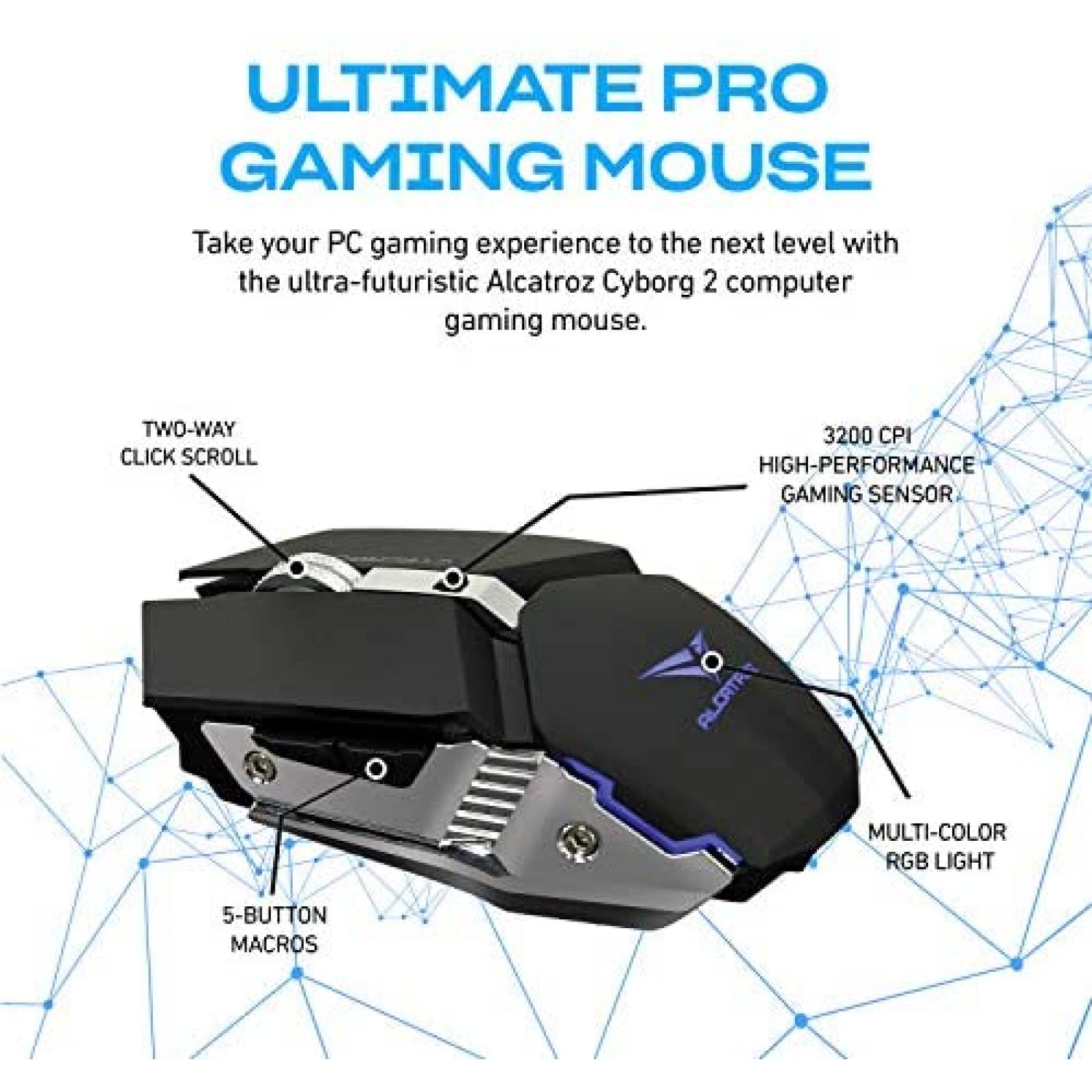 Mouse Alcatroz Cyborg Ultraligero Para Juegos -Negro