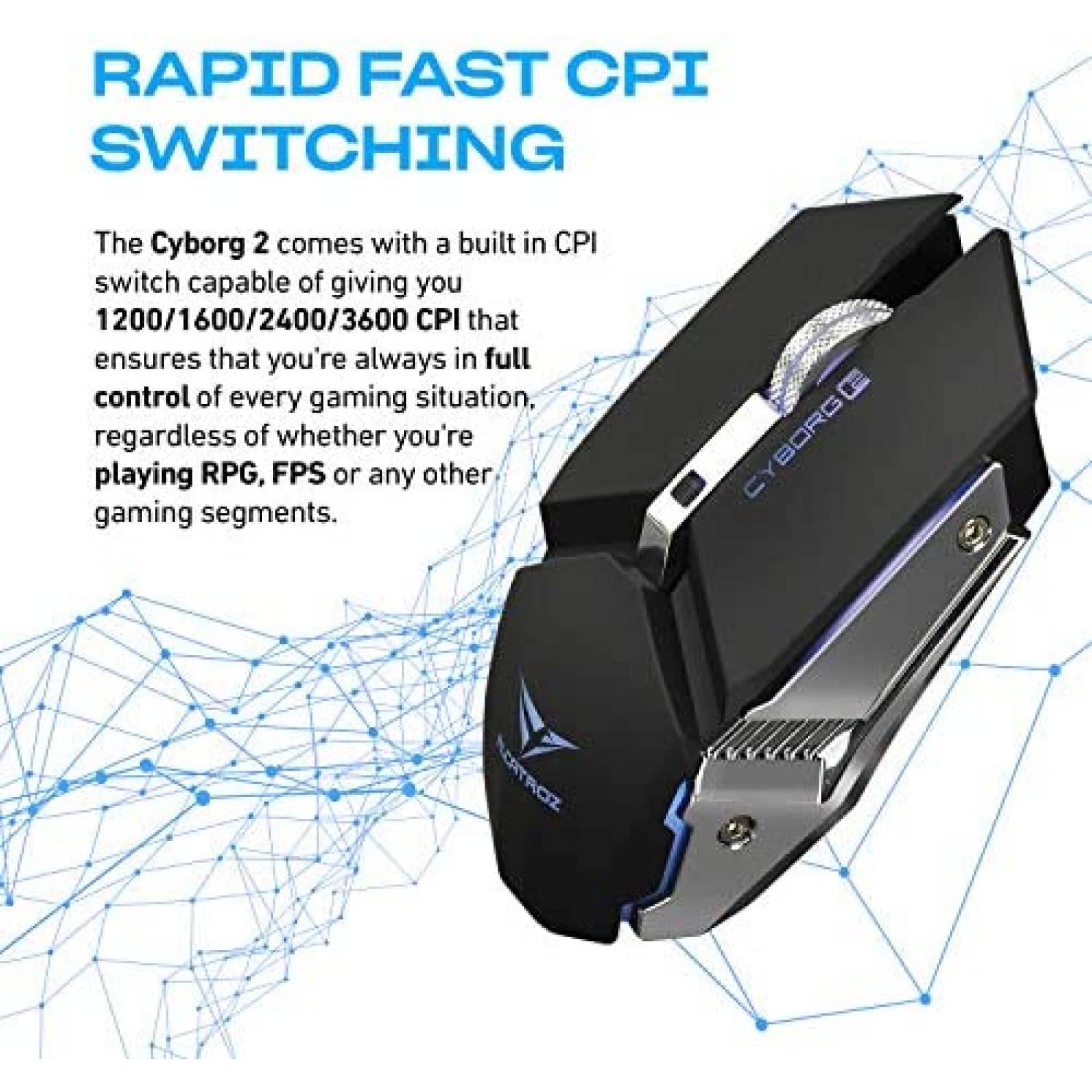 Mouse Alcatroz Cyborg Ultraligero Para Juegos -Negro