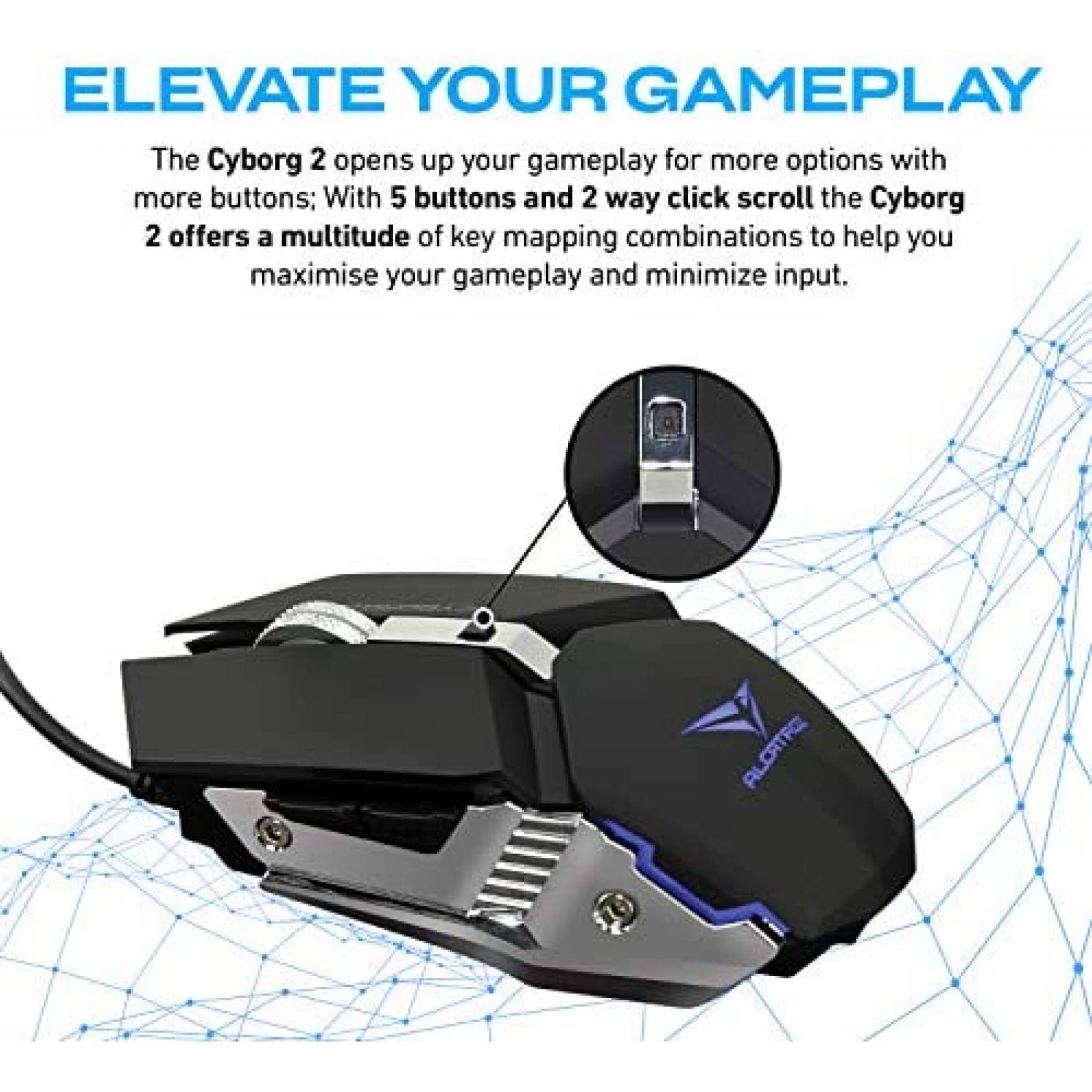 Mouse Alcatroz Cyborg Ultraligero Para Juegos -Negro