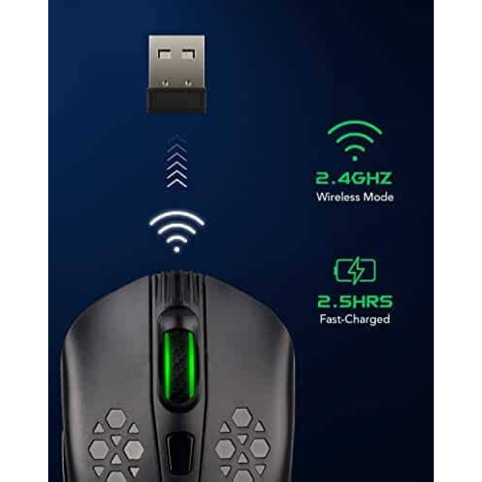 Mouse Black Shark Recargable 6 Botones Programables -Negro