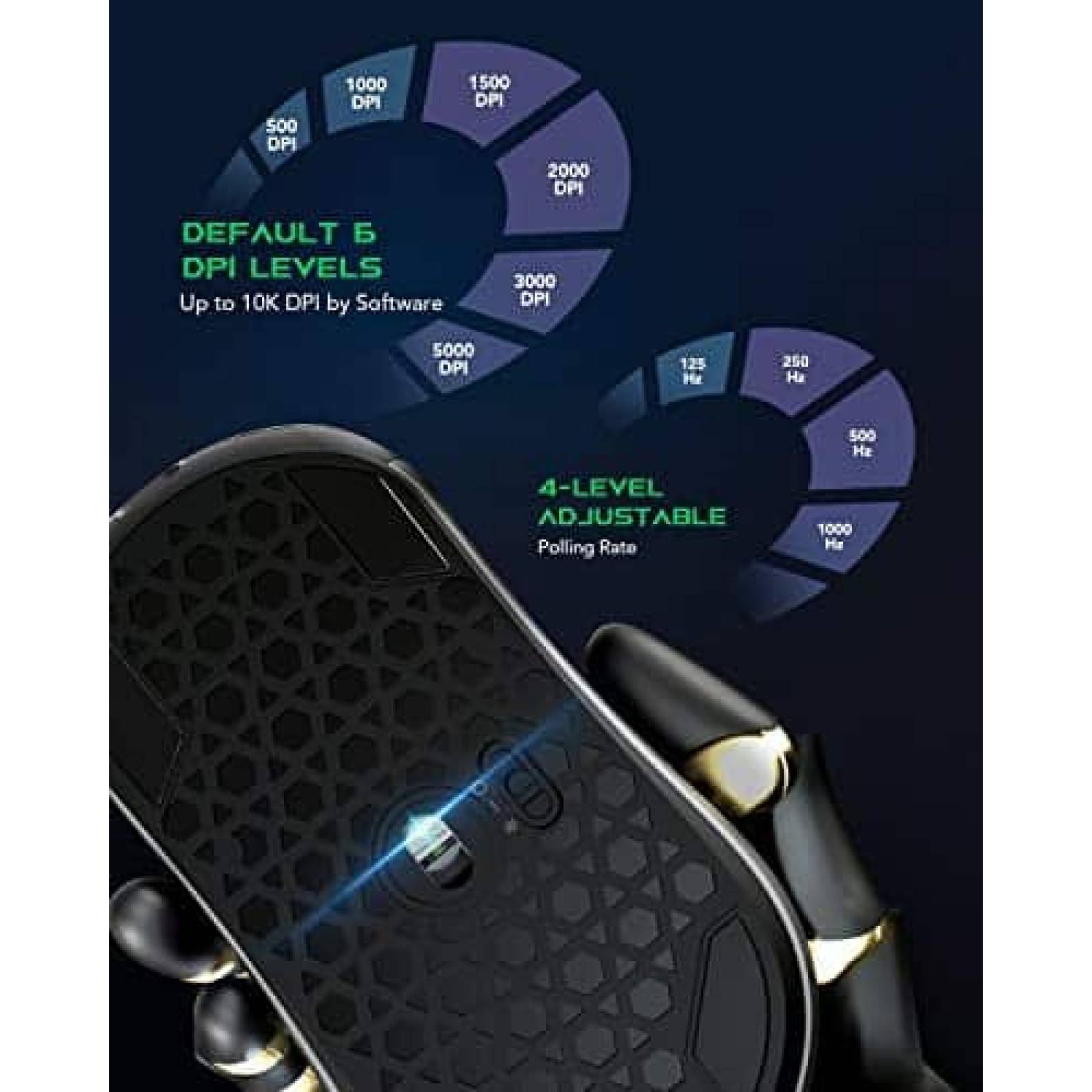 Mouse Black Shark Recargable 6 Botones Programables -Negro