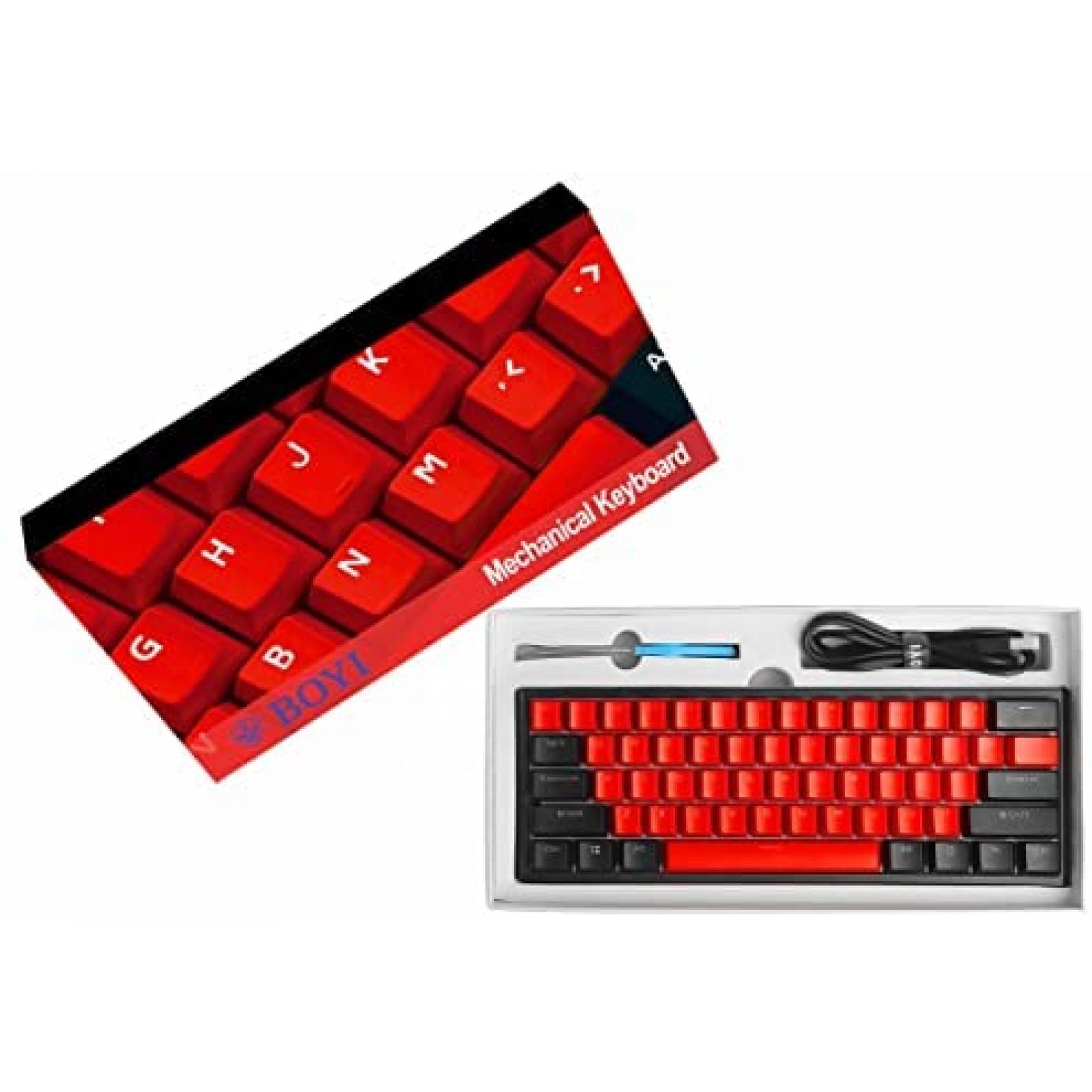 Teclado BOYI Switch Cherry MX con Retroiluminado RGB -Rojo