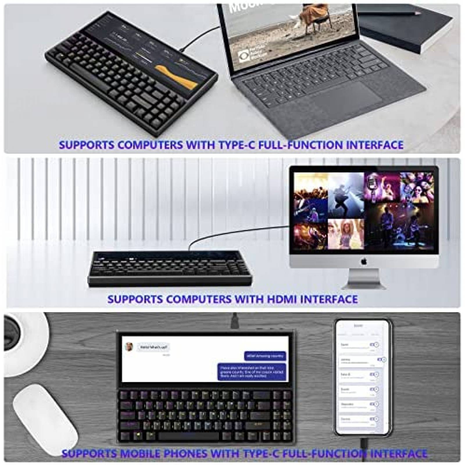 Teclado Mecanico BQAA 71 Teclas USB Pantalla Touch RGB