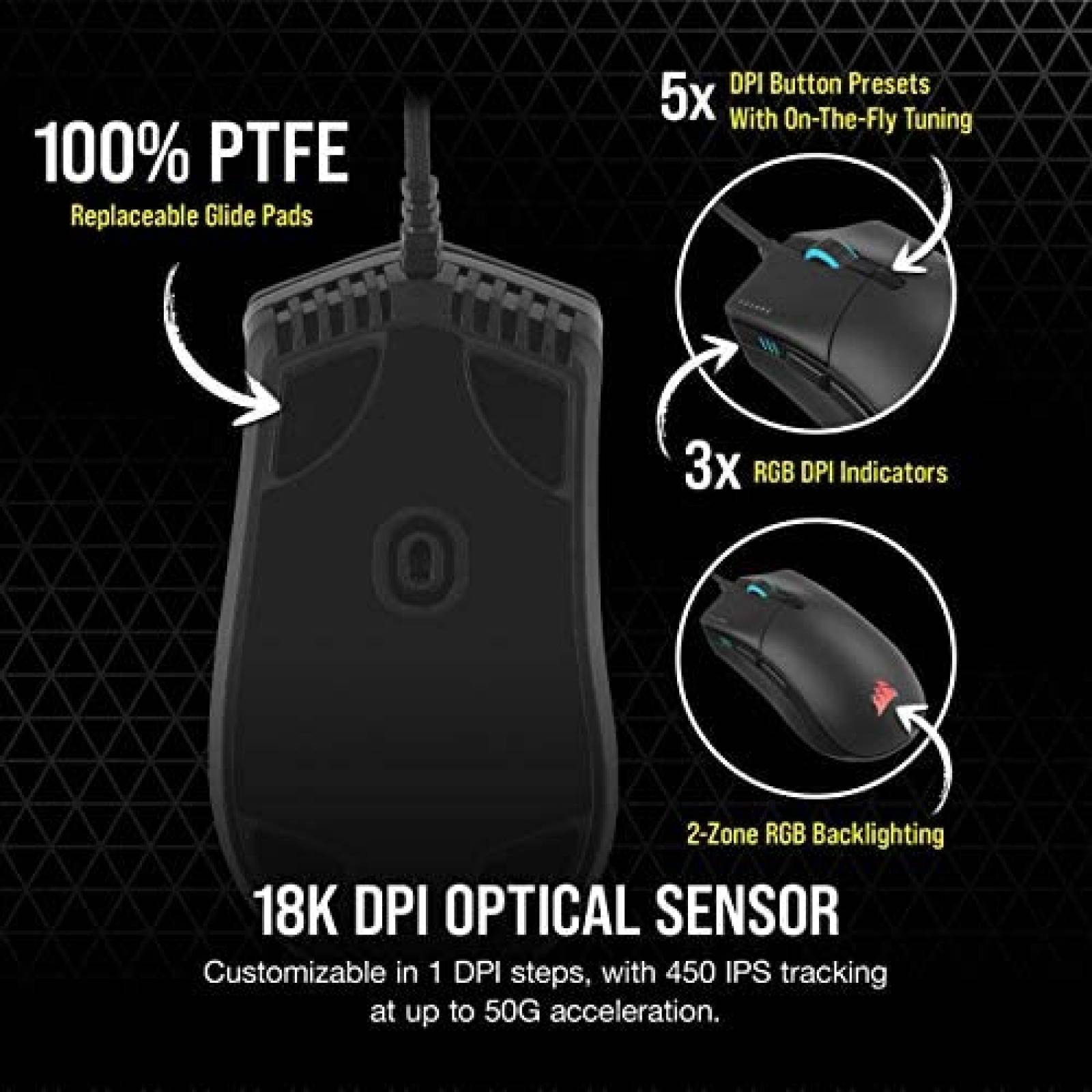 Mouse Gamer CORSAIR Sabre de 4 Botones RGB PRO -Negro