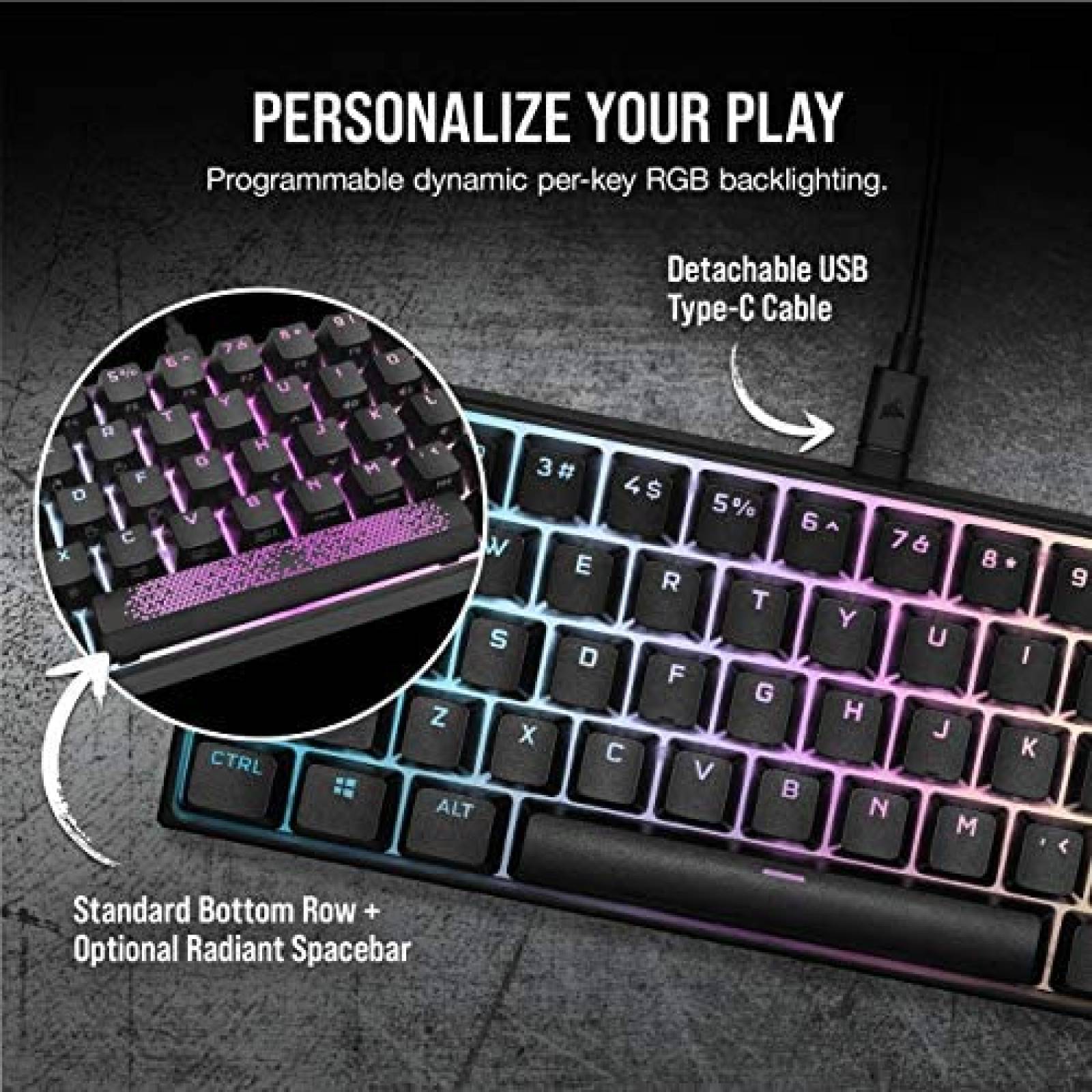 Teclado Gamer Corsair K65 RGB MINI Cherry MX Red -Negro