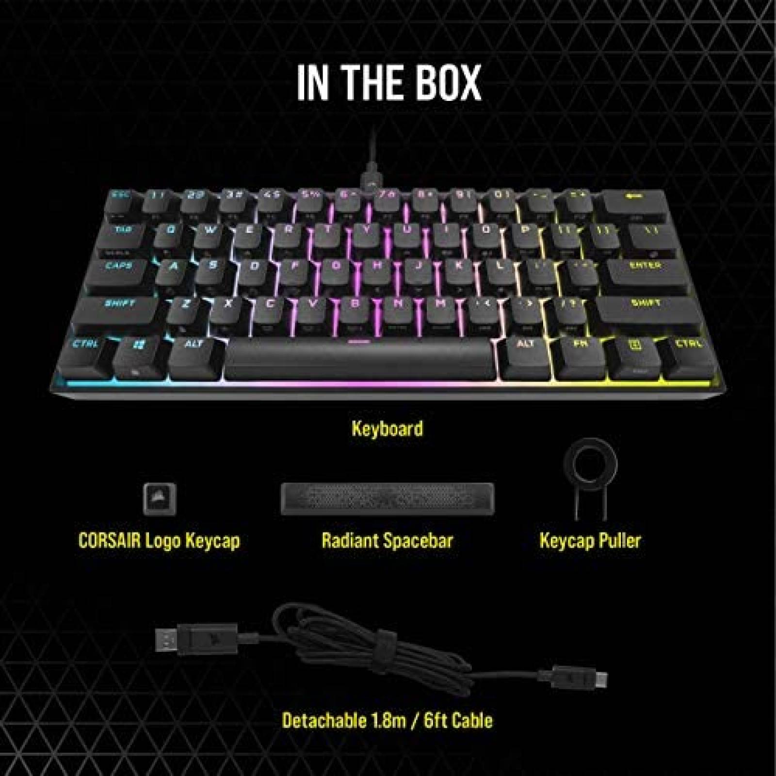 Teclado Gamer Corsair K65 RGB MINI Cherry MX Red -Negro