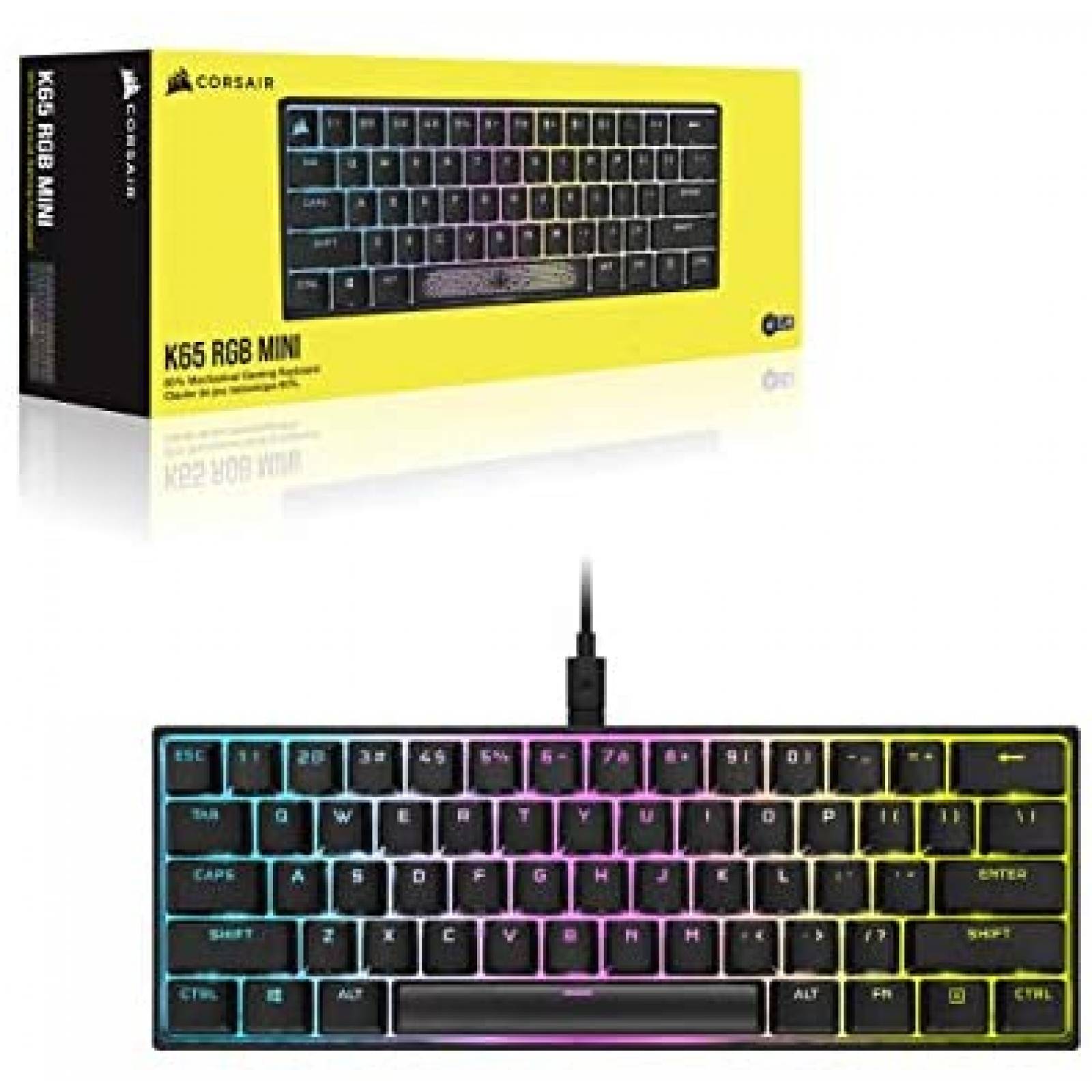 Teclado Gamer Corsair K65 RGB MINI Cherry MX Red -Negro