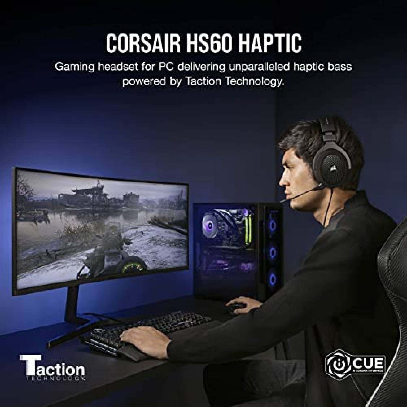 Diadema Gamer Corsair HS60 HAPTIC Estereo -Negro
