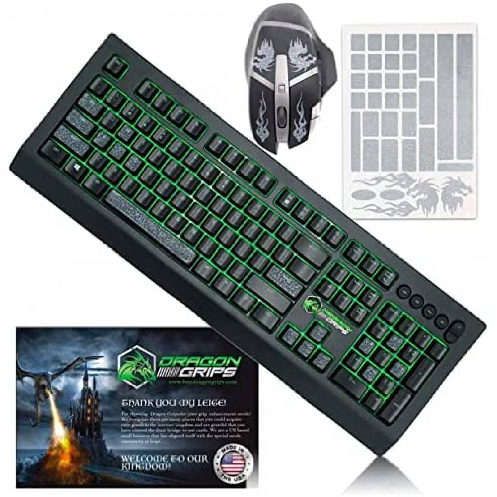 Teclado Dragon Grips Mecanico + Mouse Gamer -Negro