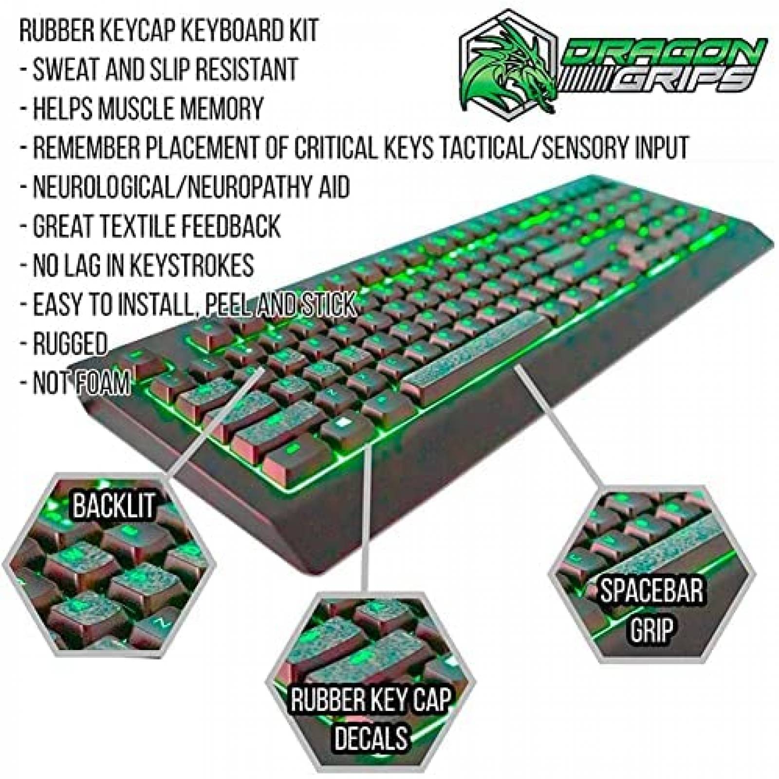 Teclado Dragon Grips Mecanico + Mouse Gamer -Negro