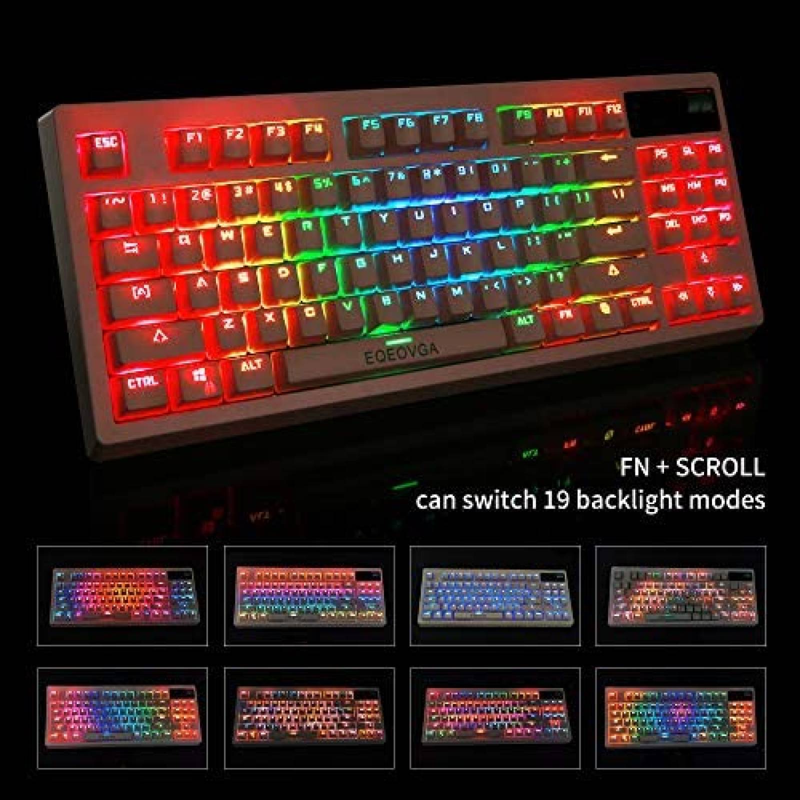 Teclado Gamer EQEOVGA K51 RGB Inalambrico con Mouse -Rosa